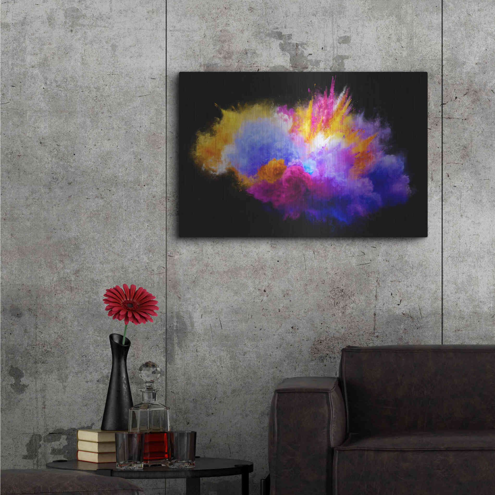Luxe Metal Art 'Colorful Eruption ' by Epic Portfolio, Metal Wall Art,36x24