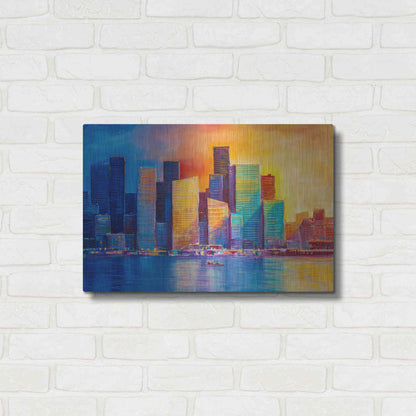 Luxe Metal Art 'Colorful Skyline' by Epic Portfolio, Metal Wall Art,24x16