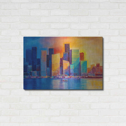 Luxe Metal Art 'Colorful Skyline' by Epic Portfolio, Metal Wall Art,36x24