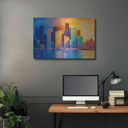 Luxe Metal Art 'Colorful Skyline' by Epic Portfolio, Metal Wall Art,36x24