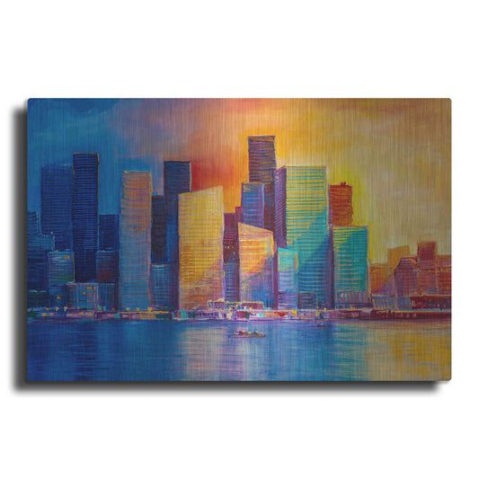 Luxe Metal Art 'Colorful Skyline' by Epic Portfolio, Metal Wall Art