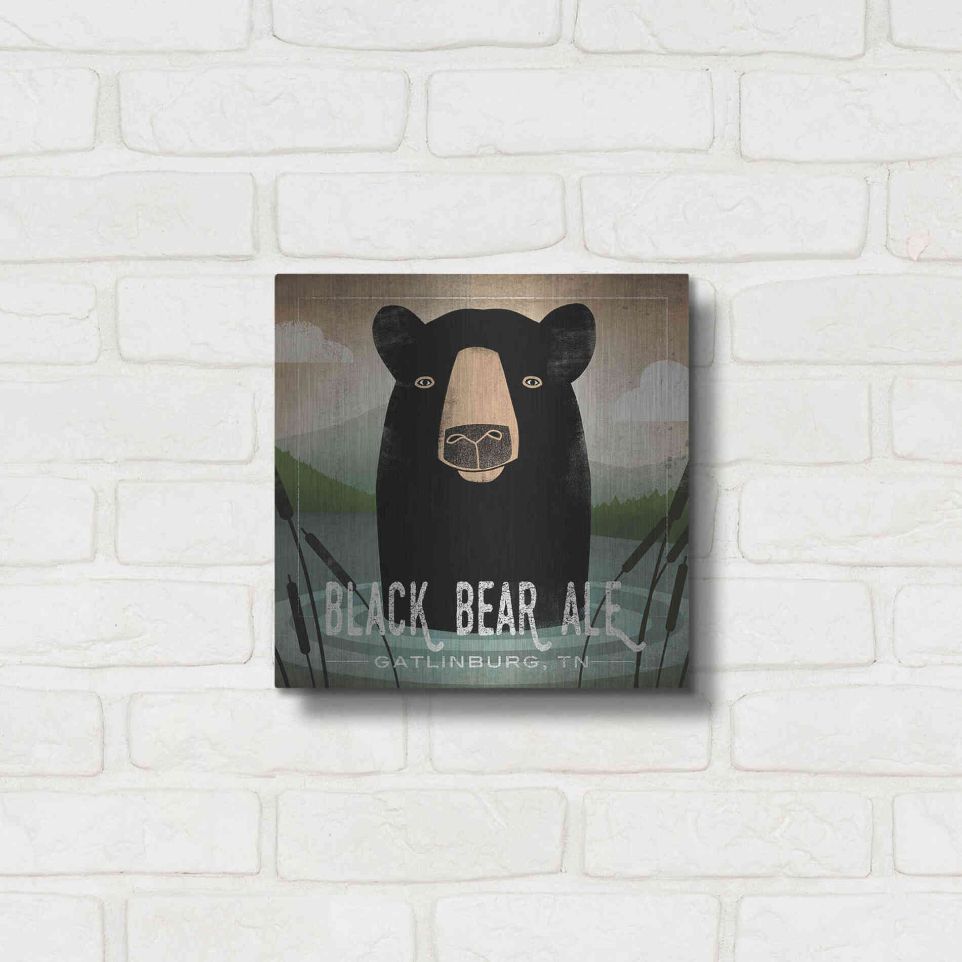Luxe Metal Art 'Skinny Dip Black Bear Ale' by Ryan Fowler, Metal Wall Art,12x12