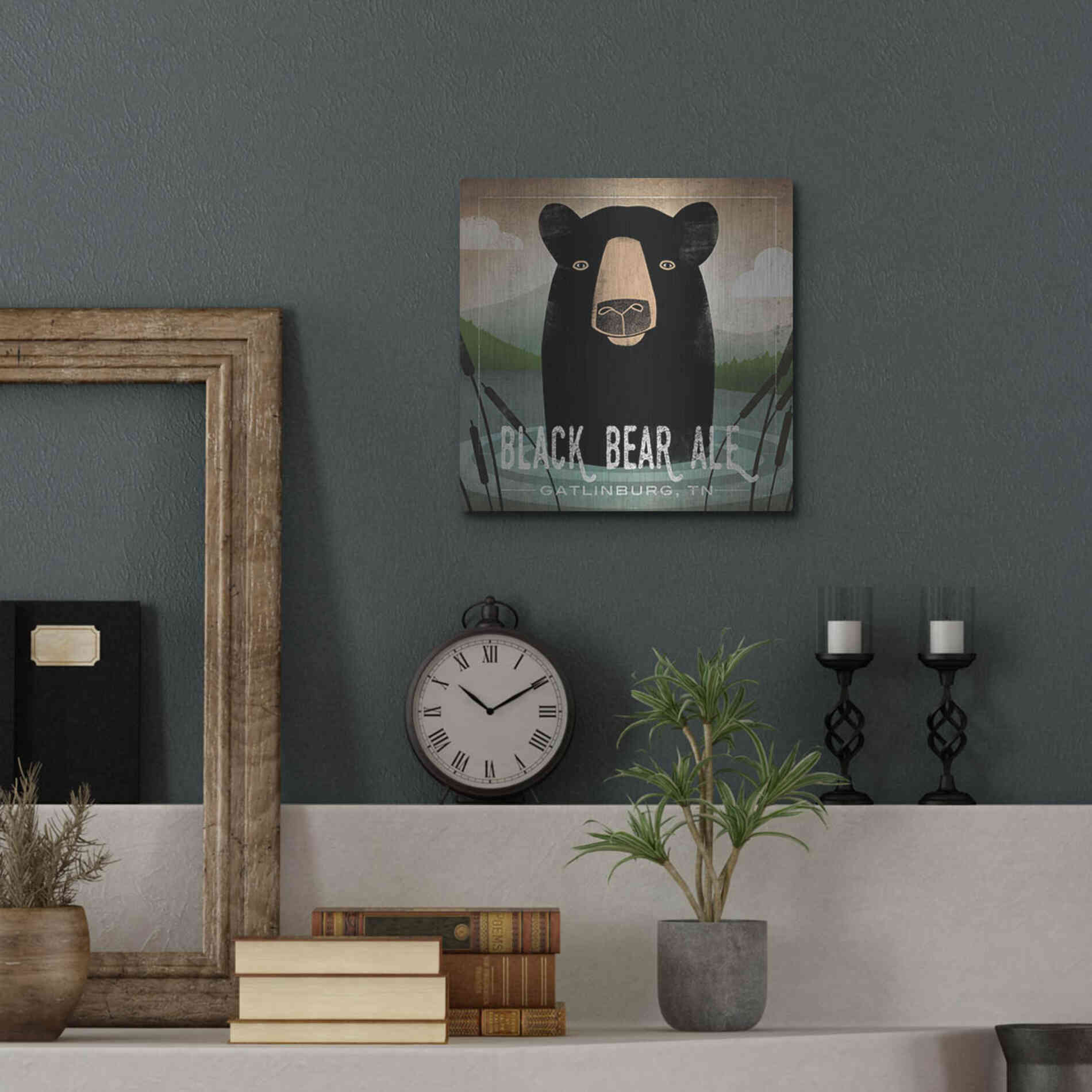 Luxe Metal Art 'Skinny Dip Black Bear Ale' by Ryan Fowler, Metal Wall Art,12x12