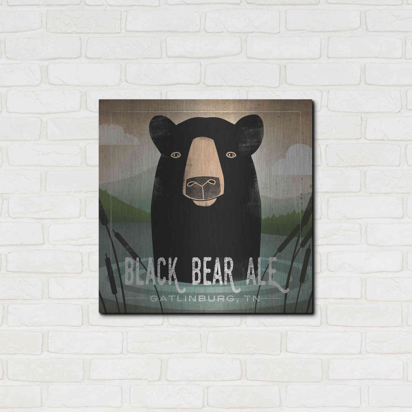 Luxe Metal Art 'Skinny Dip Black Bear Ale' by Ryan Fowler, Metal Wall Art,24x24