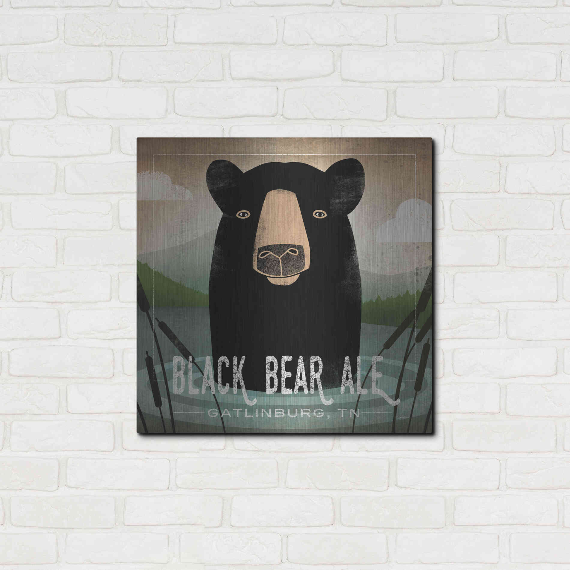 Luxe Metal Art 'Skinny Dip Black Bear Ale' by Ryan Fowler, Metal Wall Art,24x24
