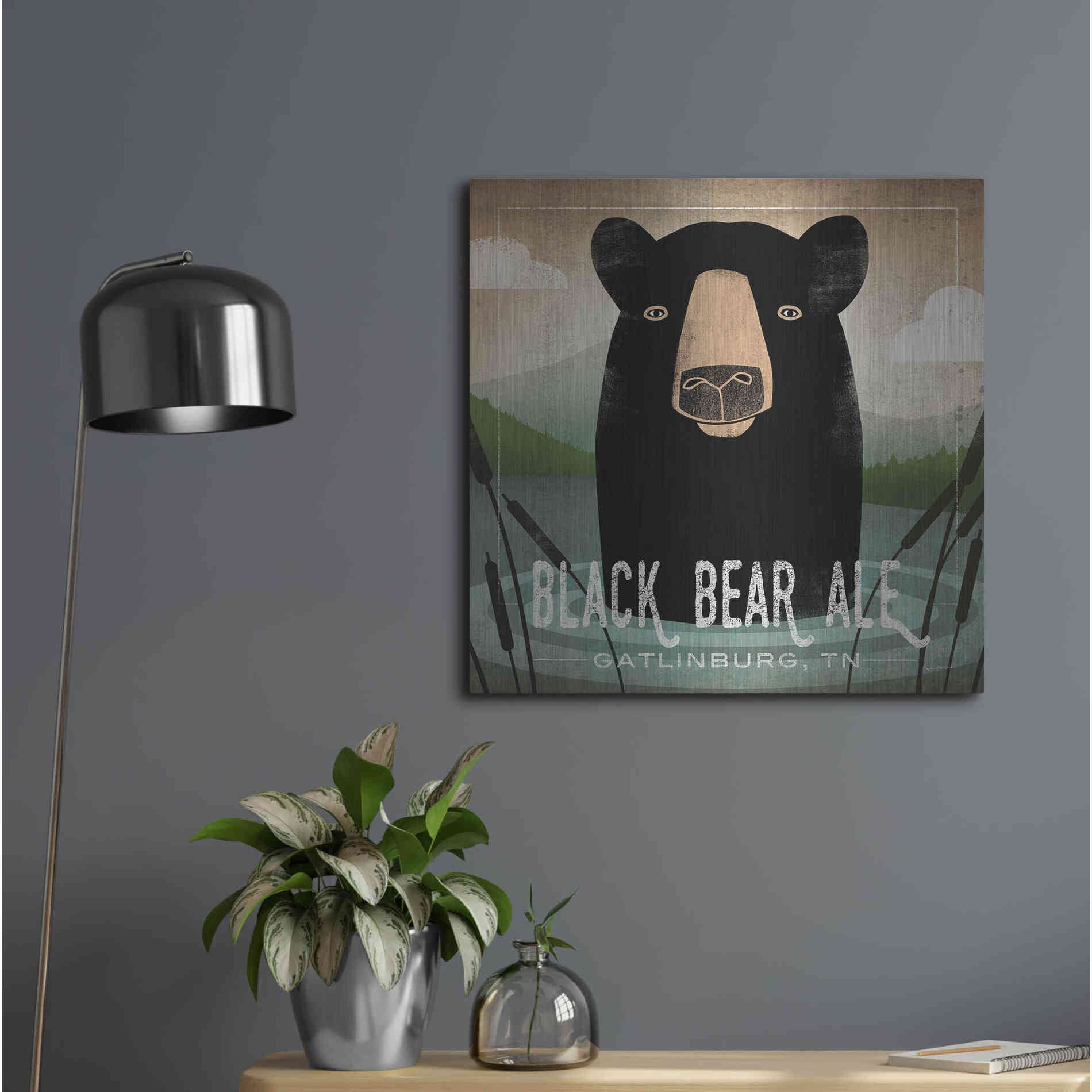 Luxe Metal Art 'Skinny Dip Black Bear Ale' by Ryan Fowler, Metal Wall Art,24x24