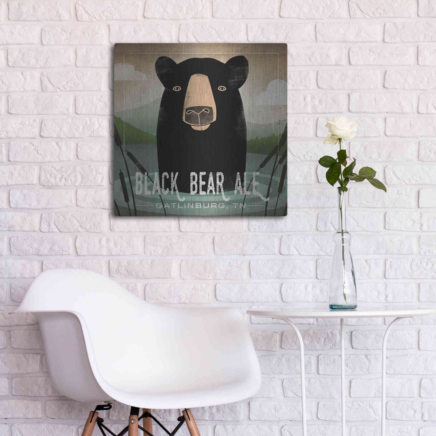 Luxe Metal Art 'Skinny Dip Black Bear Ale' by Ryan Fowler, Metal Wall Art,24x24