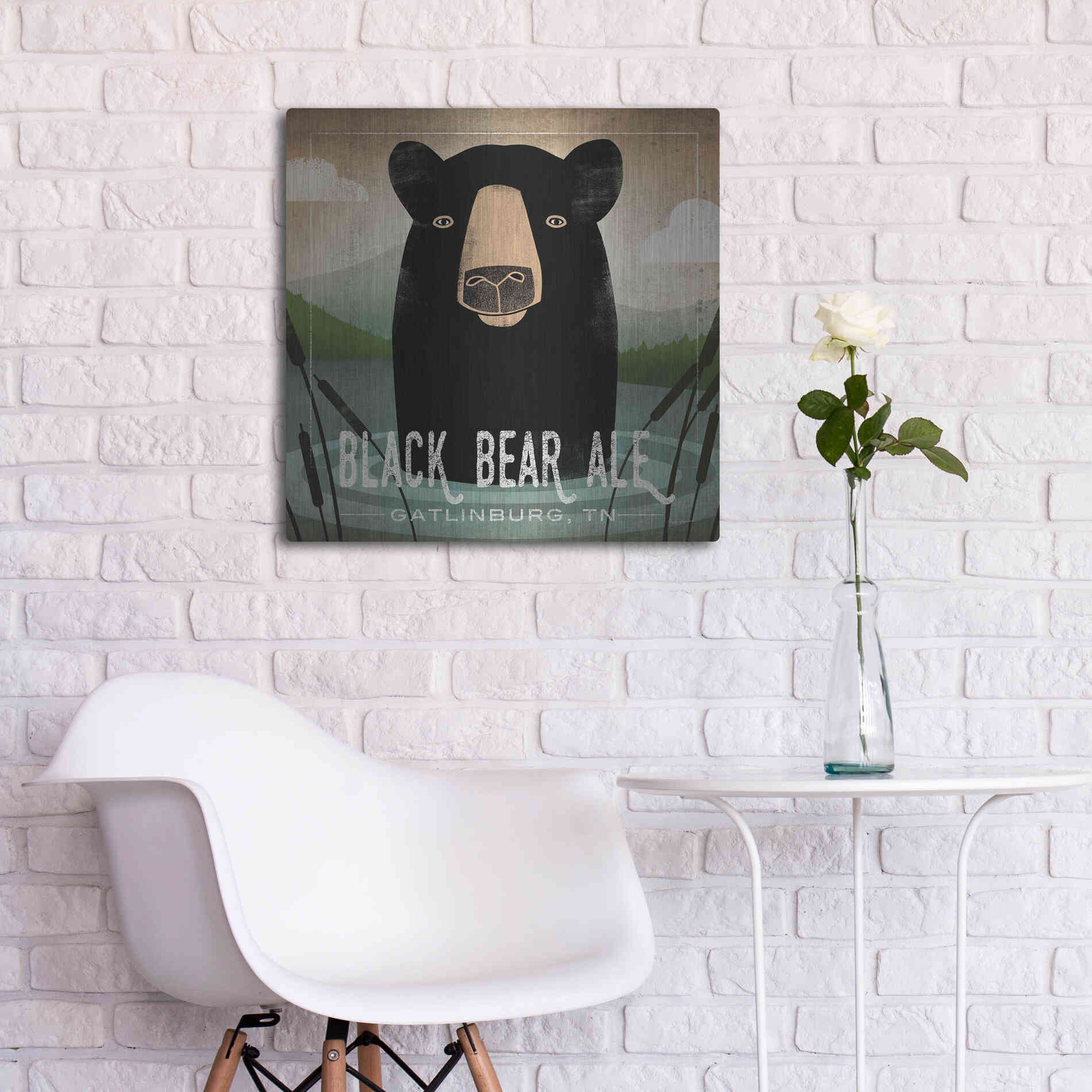 Luxe Metal Art 'Skinny Dip Black Bear Ale' by Ryan Fowler, Metal Wall Art,24x24