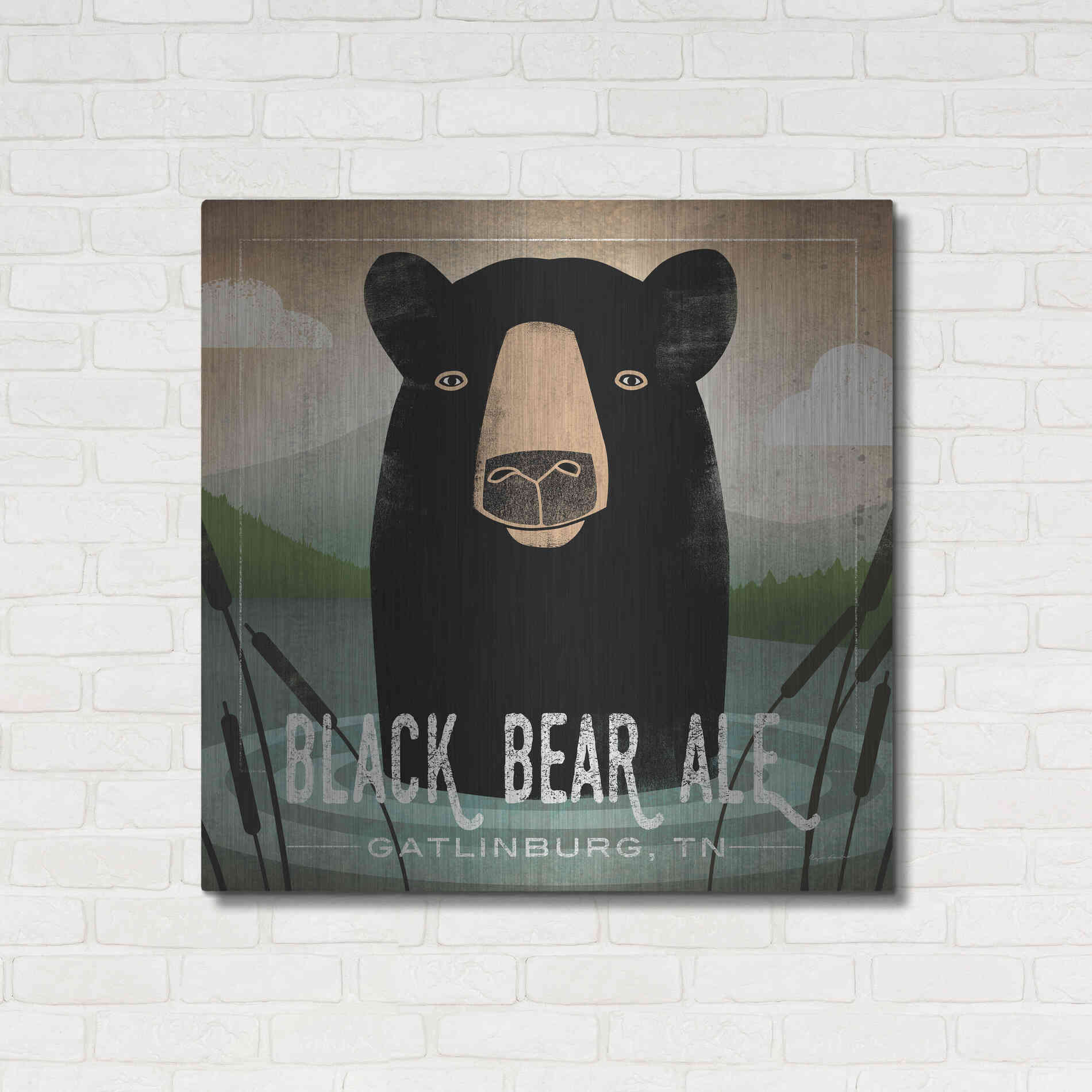 Luxe Metal Art 'Skinny Dip Black Bear Ale' by Ryan Fowler, Metal Wall Art,36x36