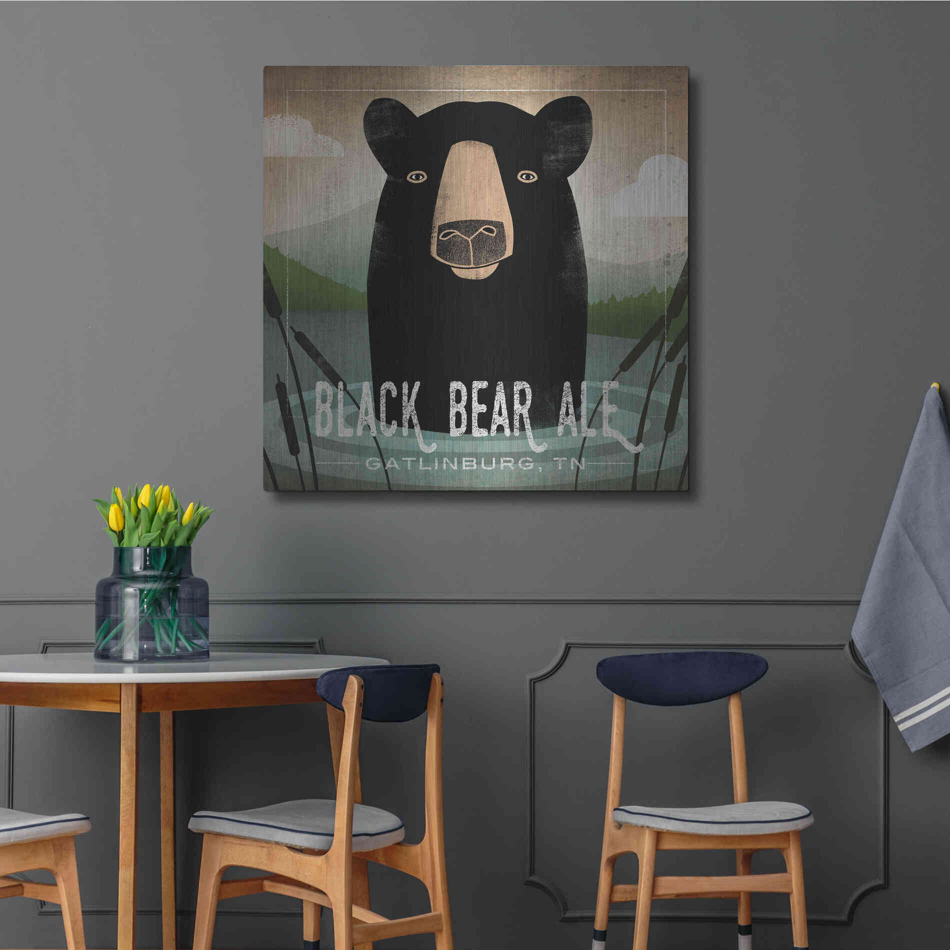 Luxe Metal Art 'Skinny Dip Black Bear Ale' by Ryan Fowler, Metal Wall Art,36x36