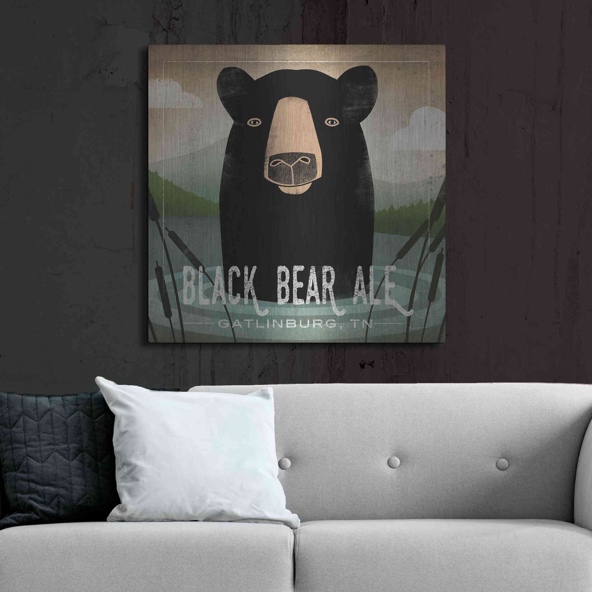 Luxe Metal Art 'Skinny Dip Black Bear Ale' by Ryan Fowler, Metal Wall Art,36x36