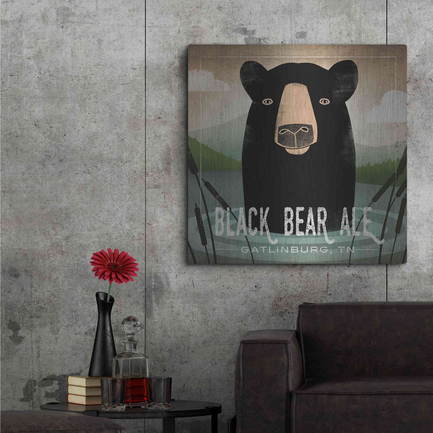 Luxe Metal Art 'Skinny Dip Black Bear Ale' by Ryan Fowler, Metal Wall Art,36x36