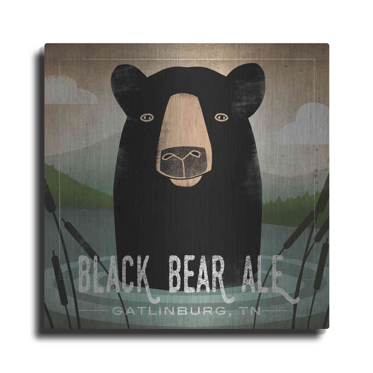 Luxe Metal Art 'Skinny Dip Black Bear Ale' by Ryan Fowler, Metal Wall Art