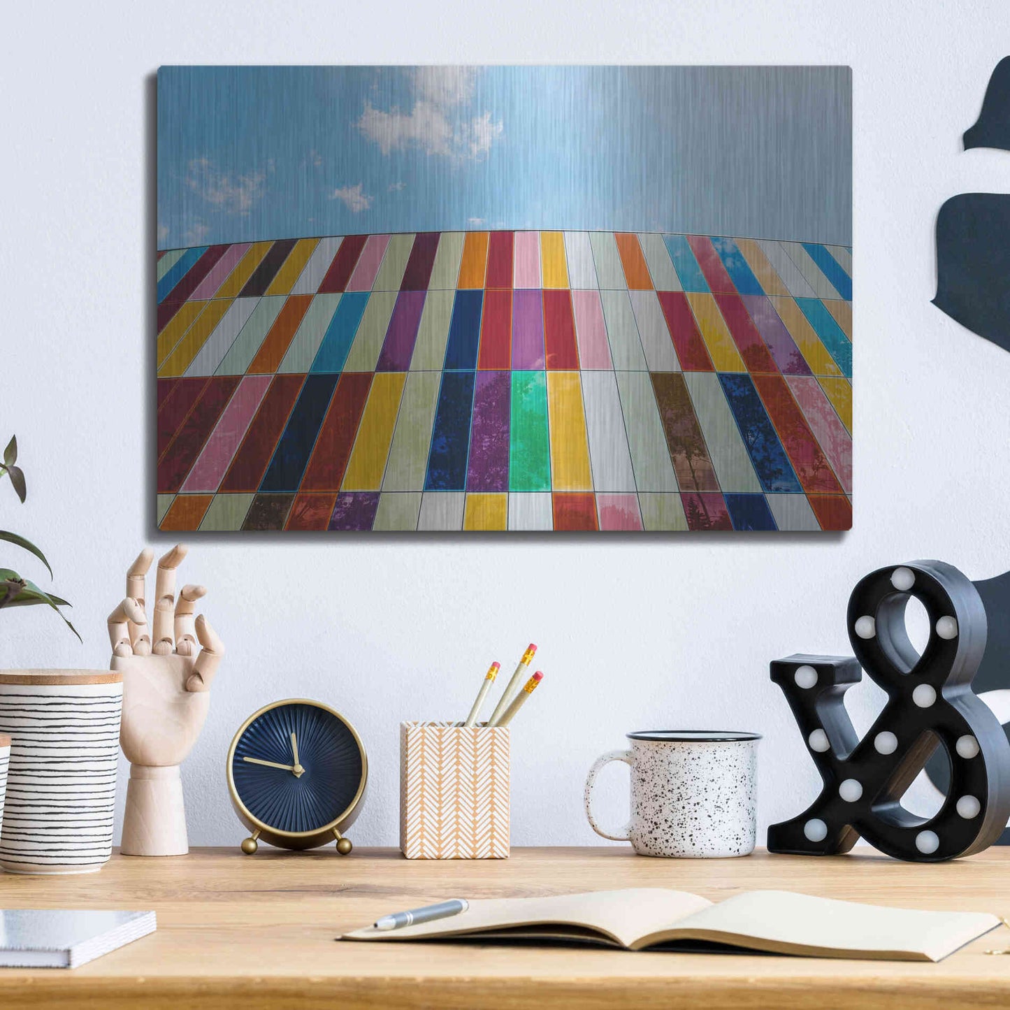 Luxe Metal Art 'Glass Rainbow' by Epic Portfolio, Metal Wall Art,16x12