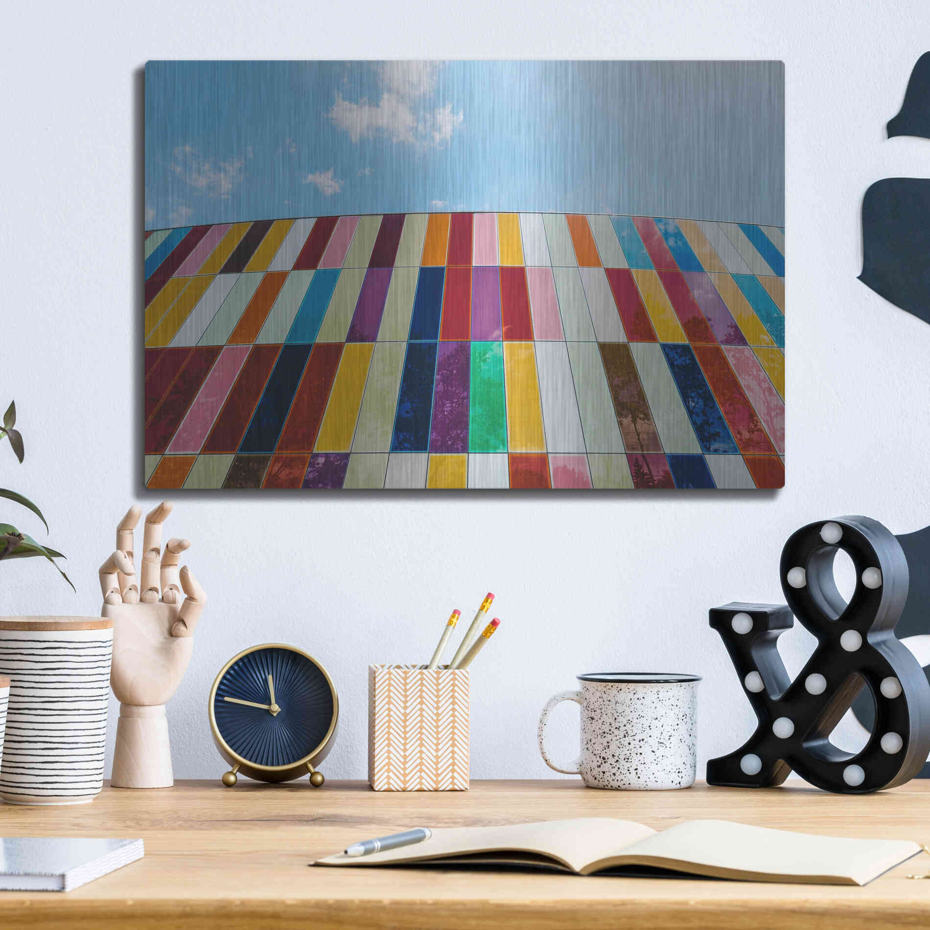 Luxe Metal Art 'Glass Rainbow' by Epic Portfolio, Metal Wall Art,16x12