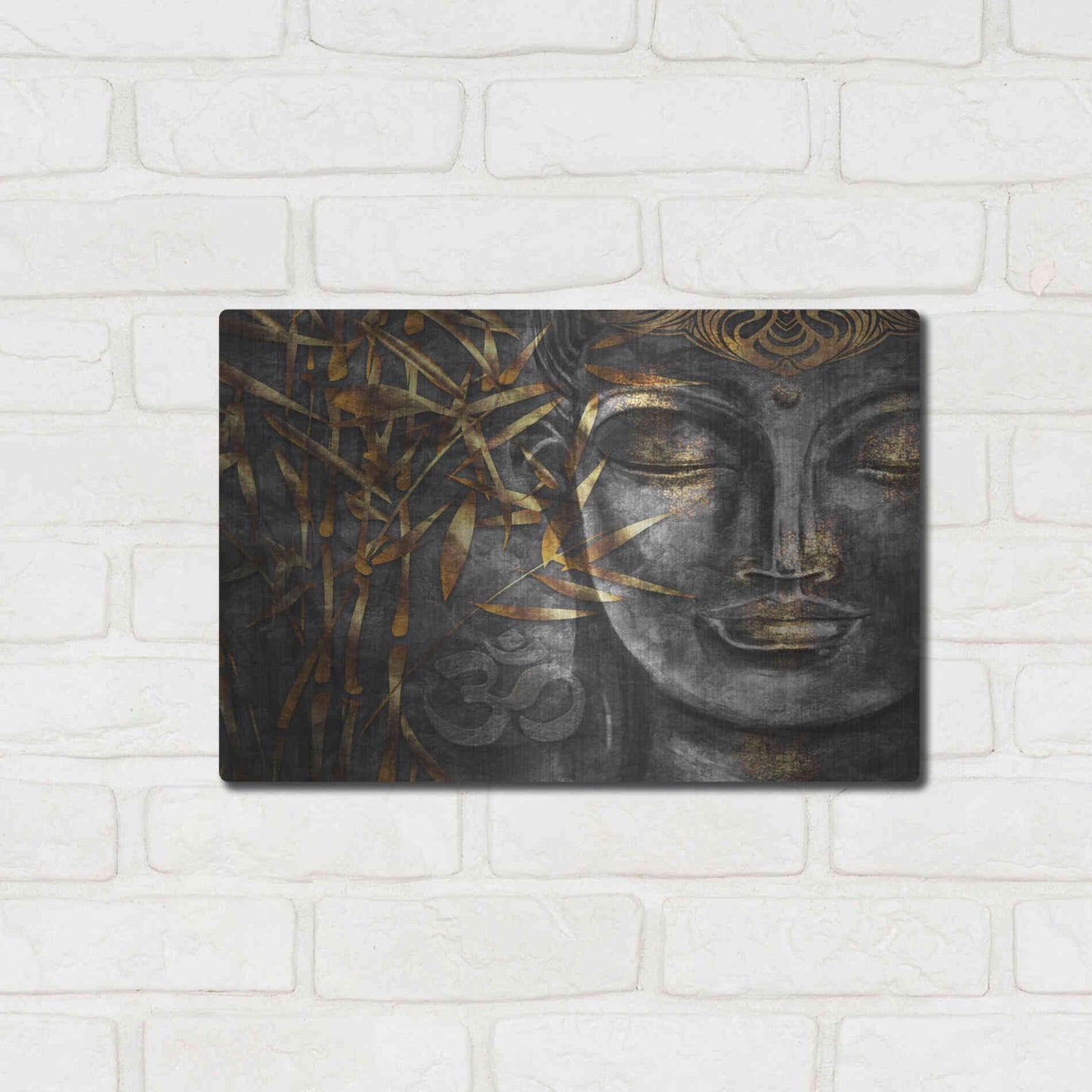 Luxe Metal Art 'Golden Budha' by Epic Portfolio, Metal Wall Art,16x12