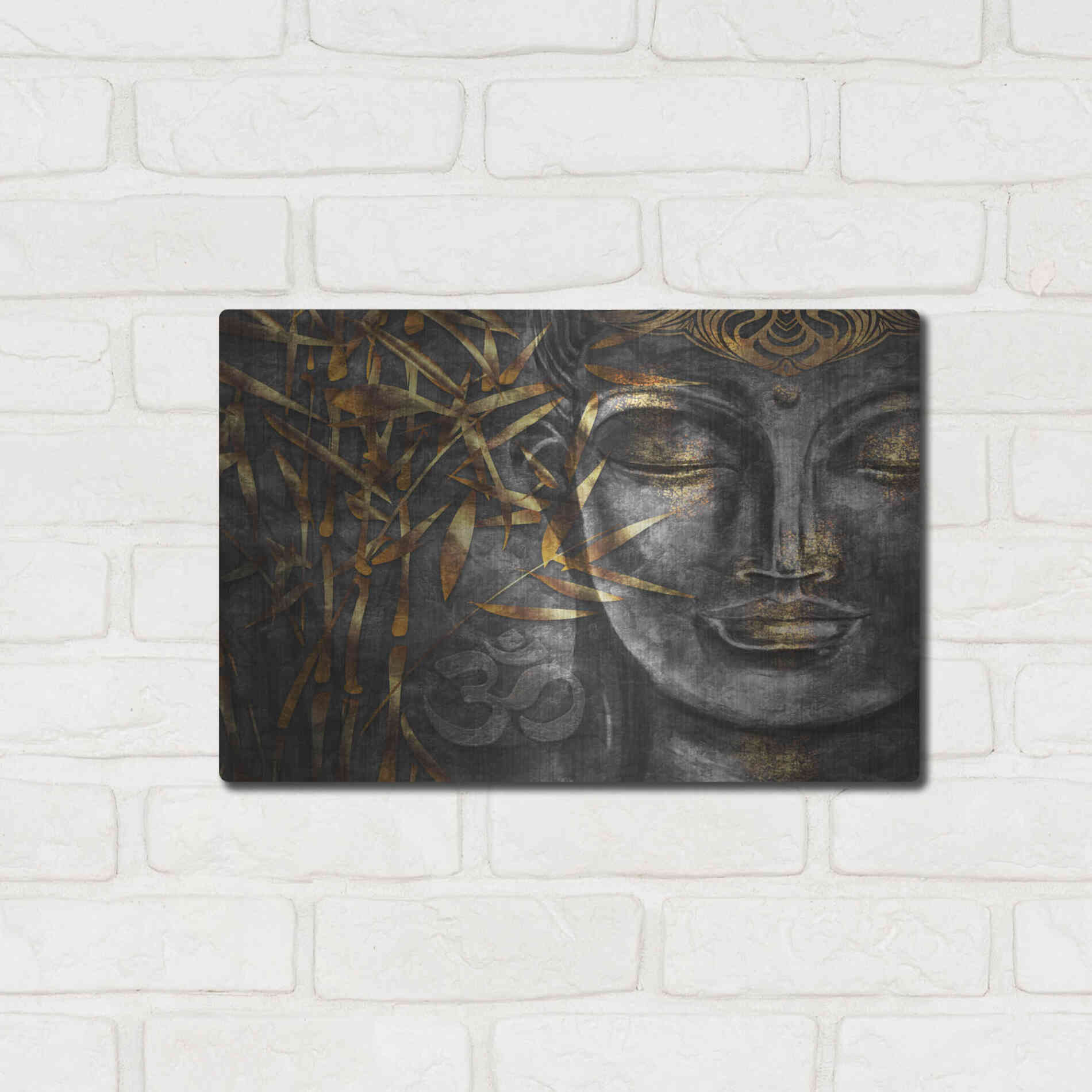 Luxe Metal Art 'Golden Budha' by Epic Portfolio, Metal Wall Art,16x12