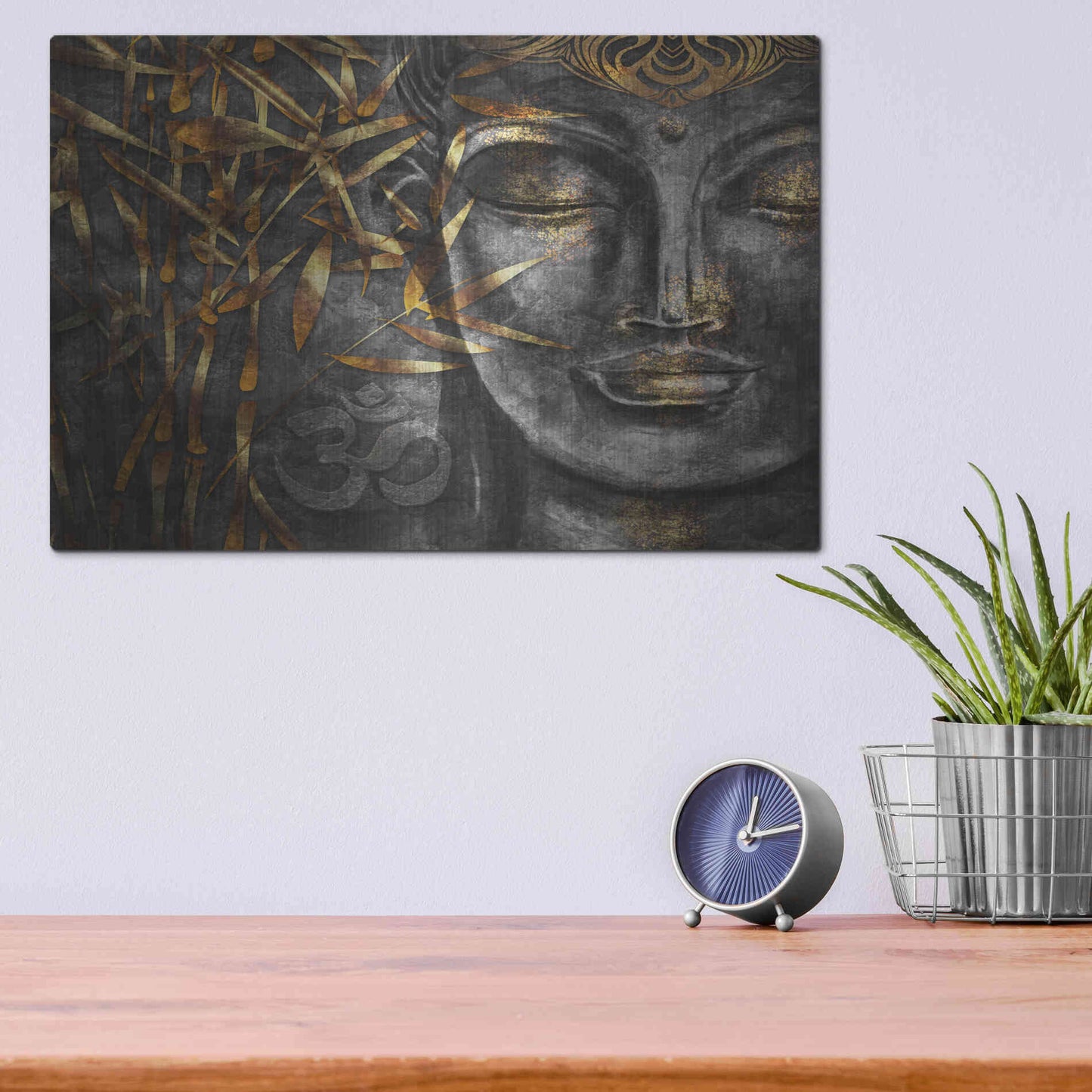 Luxe Metal Art 'Golden Budha' by Epic Portfolio, Metal Wall Art,16x12