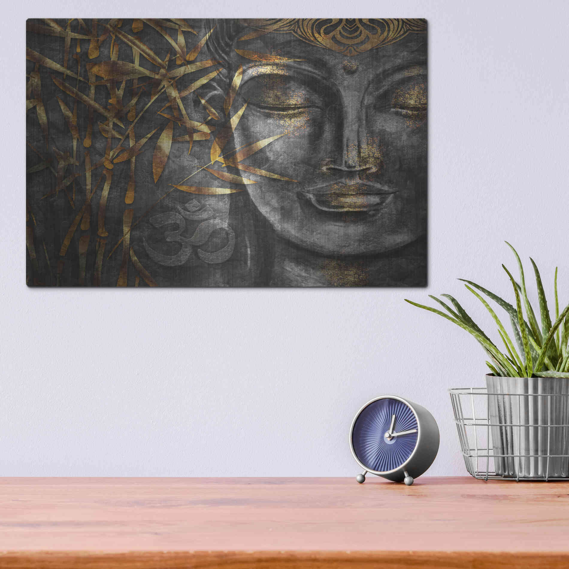 Luxe Metal Art 'Golden Budha' by Epic Portfolio, Metal Wall Art,16x12