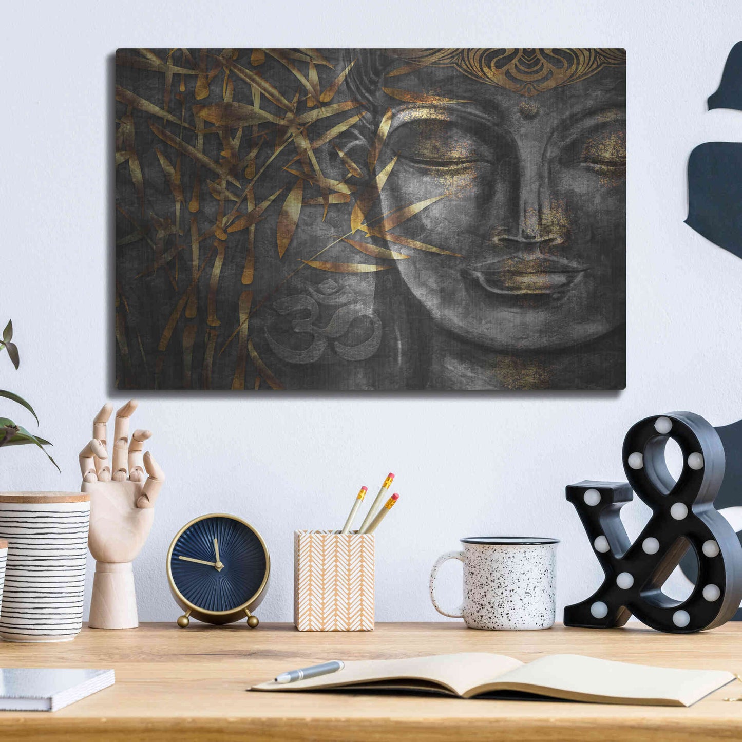 Luxe Metal Art 'Golden Budha' by Epic Portfolio, Metal Wall Art,16x12