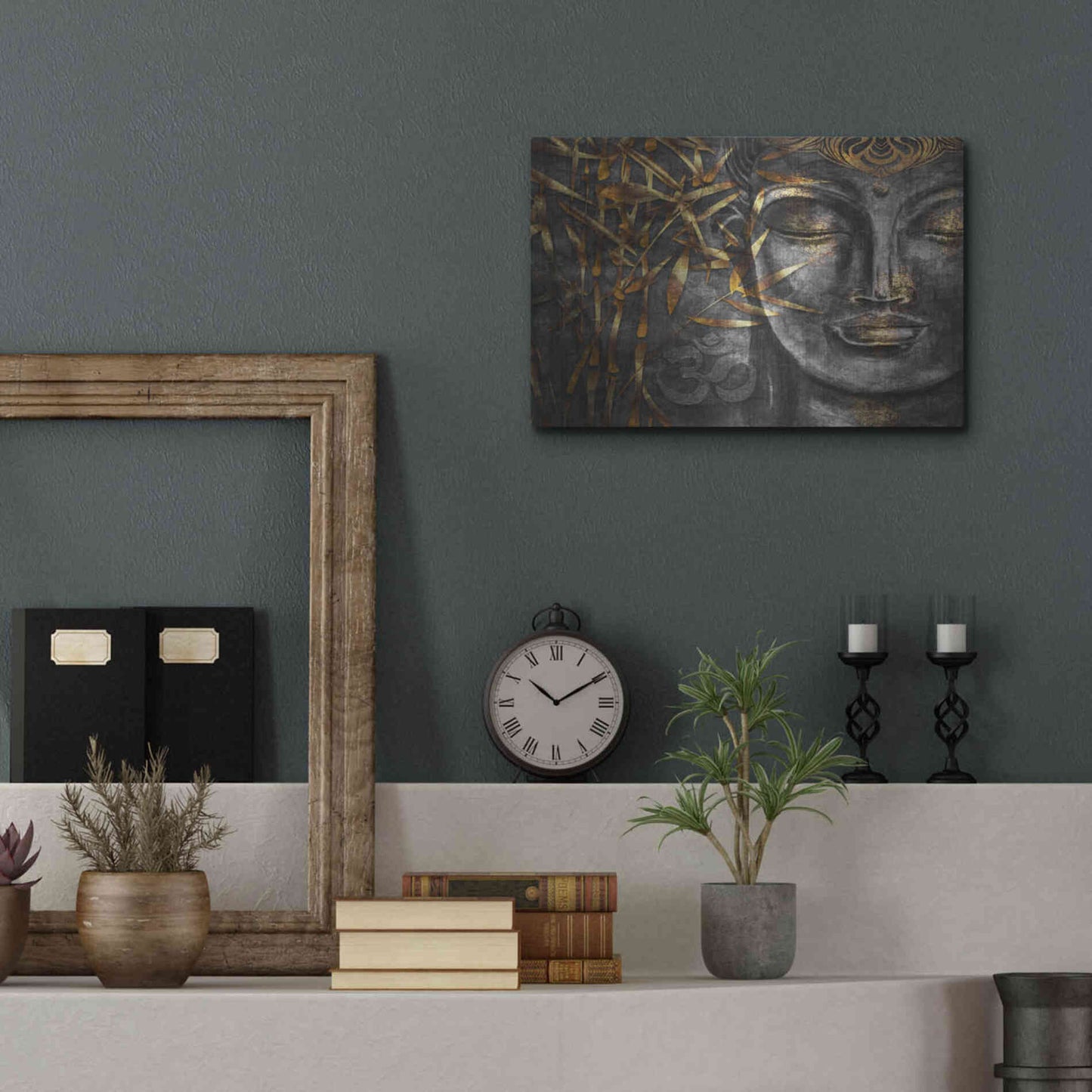Luxe Metal Art 'Golden Budha' by Epic Portfolio, Metal Wall Art,16x12