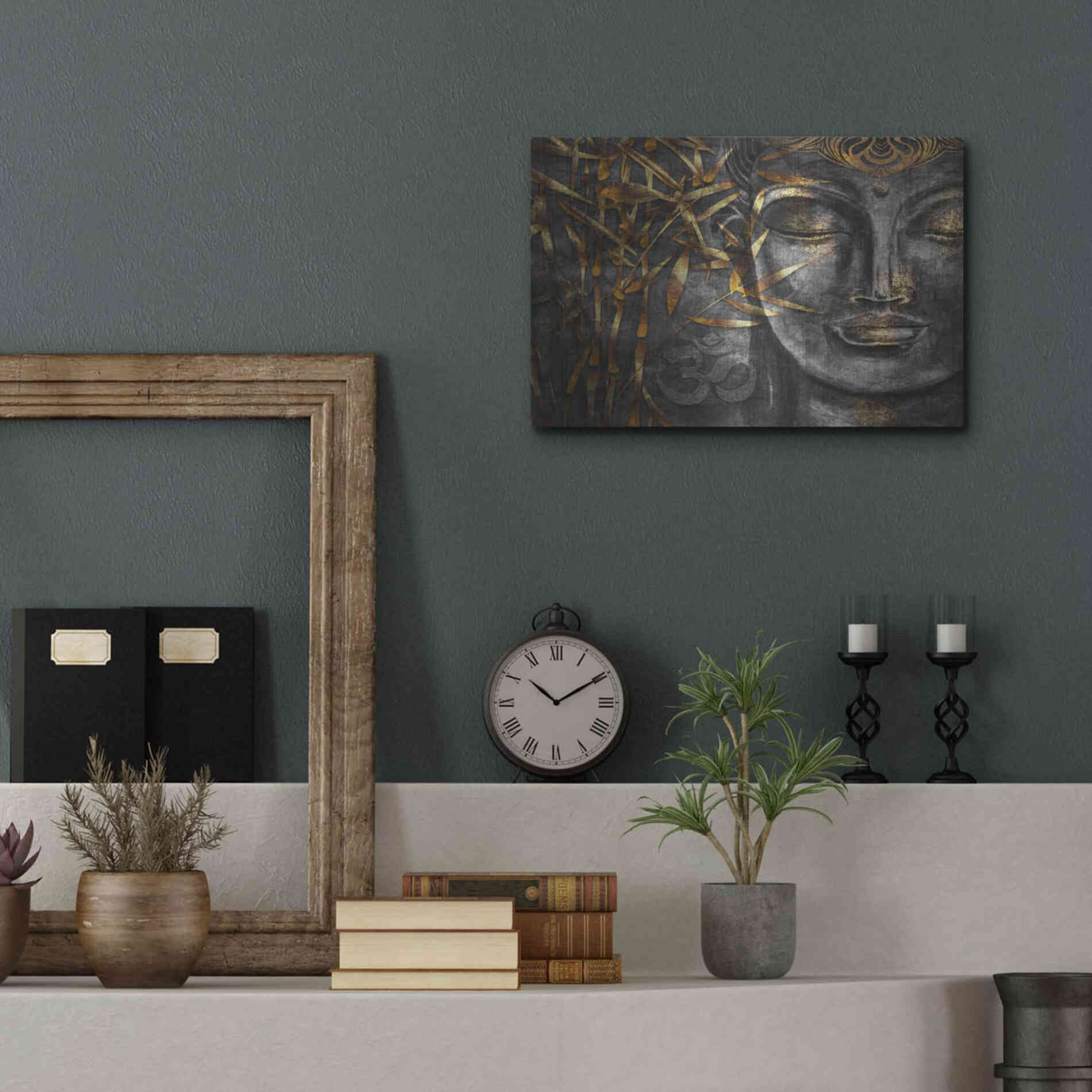 Luxe Metal Art 'Golden Budha' by Epic Portfolio, Metal Wall Art,16x12