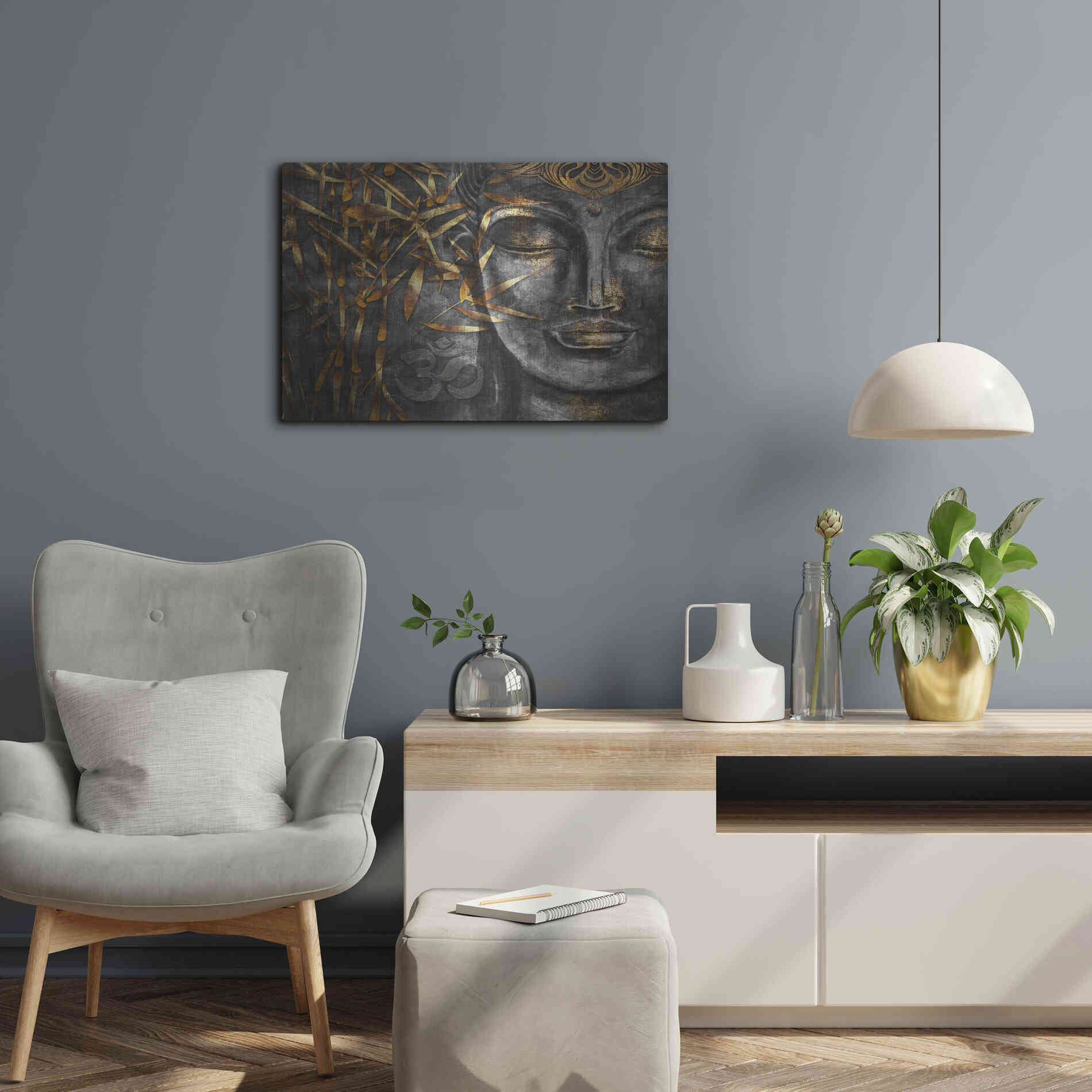 Luxe Metal Art 'Golden Budha' by Epic Portfolio, Metal Wall Art,24x16