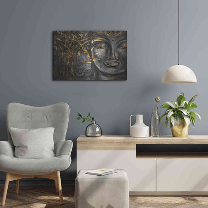 Luxe Metal Art 'Golden Budha' by Epic Portfolio, Metal Wall Art,24x16