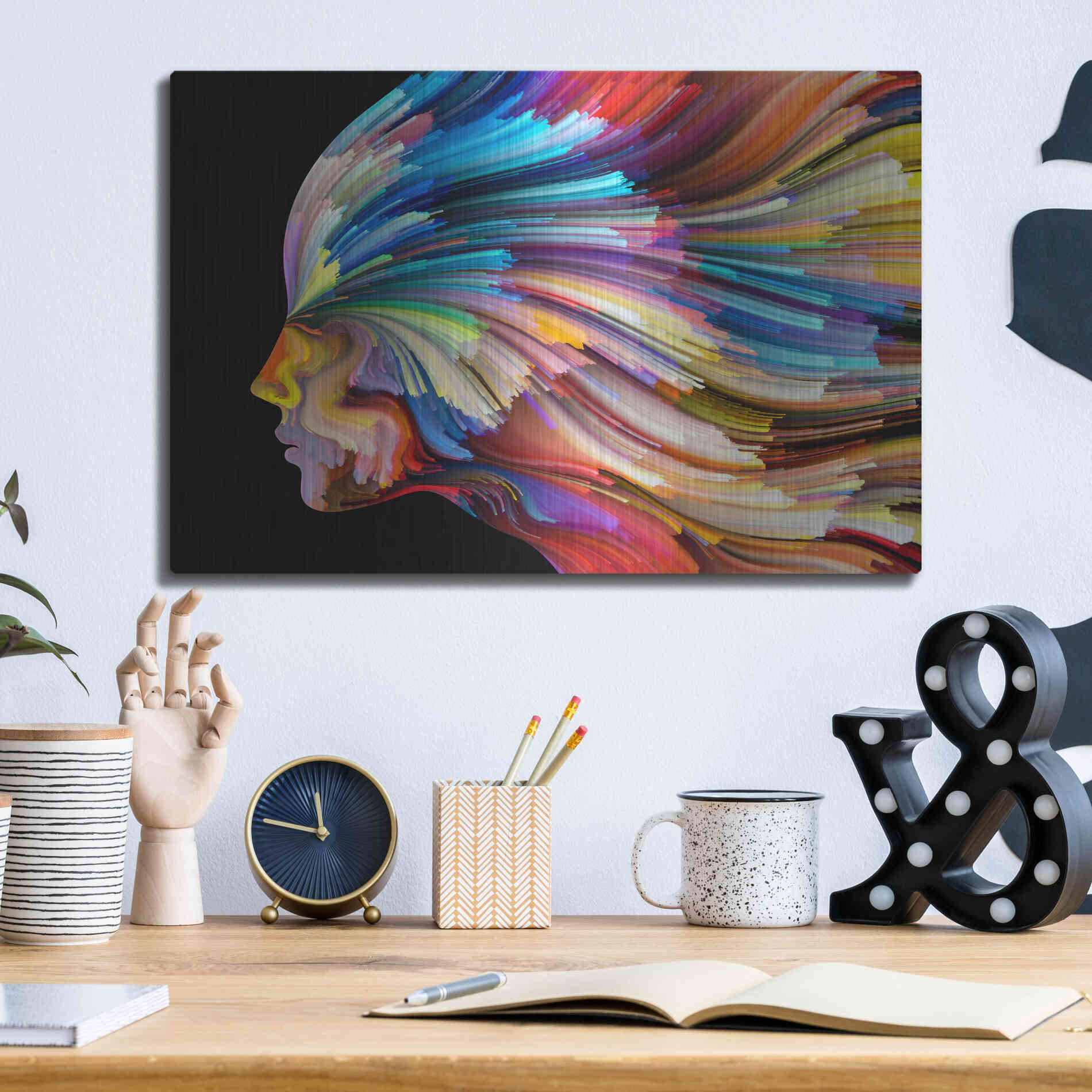 Luxe Metal Art 'In Thought' by Epic Portfolio, Metal Wall Art,16x12