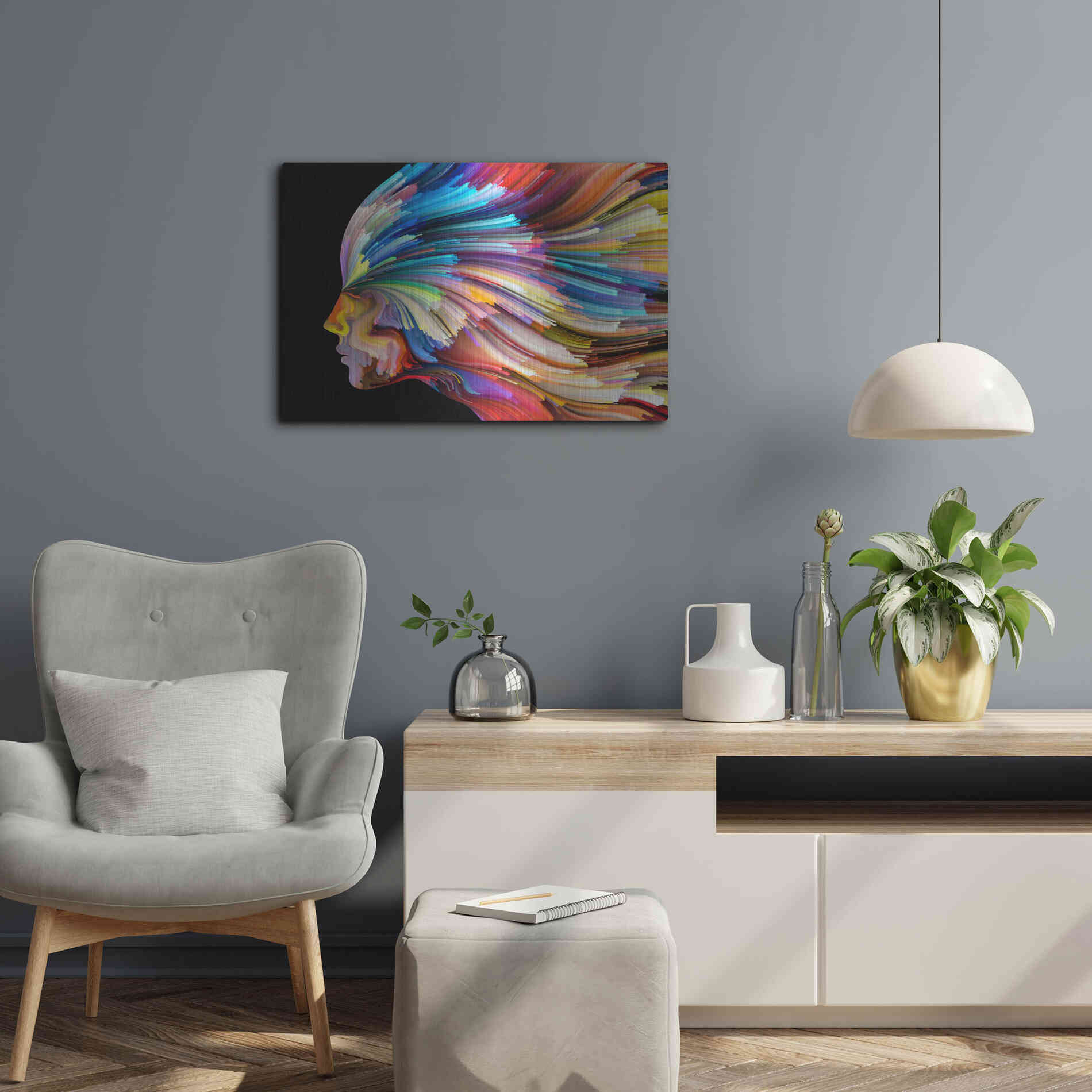 Luxe Metal Art 'In Thought' by Epic Portfolio, Metal Wall Art,24x16