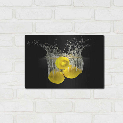 Luxe Metal Art 'Lemon Splash' by Epic Portfolio, Metal Wall Art,16x12