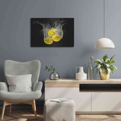Luxe Metal Art 'Lemon Splash' by Epic Portfolio, Metal Wall Art,24x16