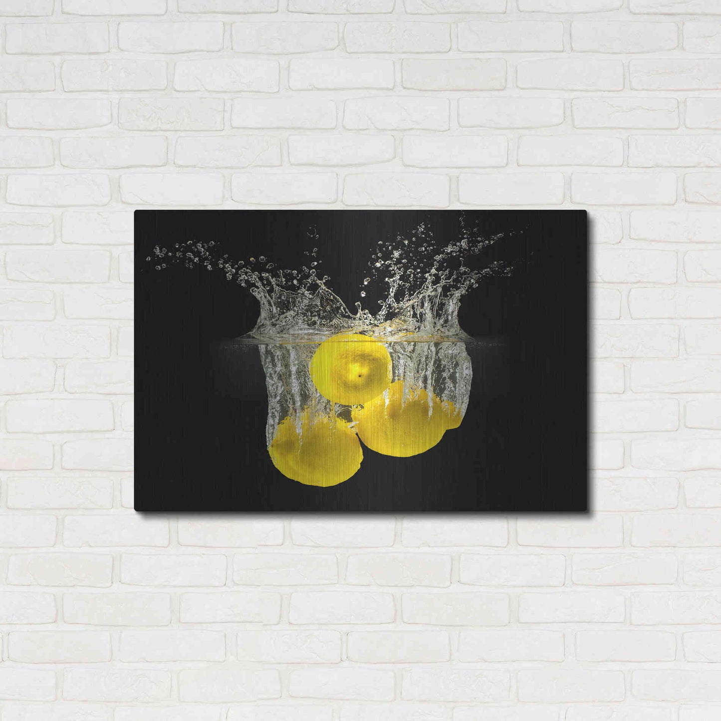 Luxe Metal Art 'Lemon Splash' by Epic Portfolio, Metal Wall Art,36x24