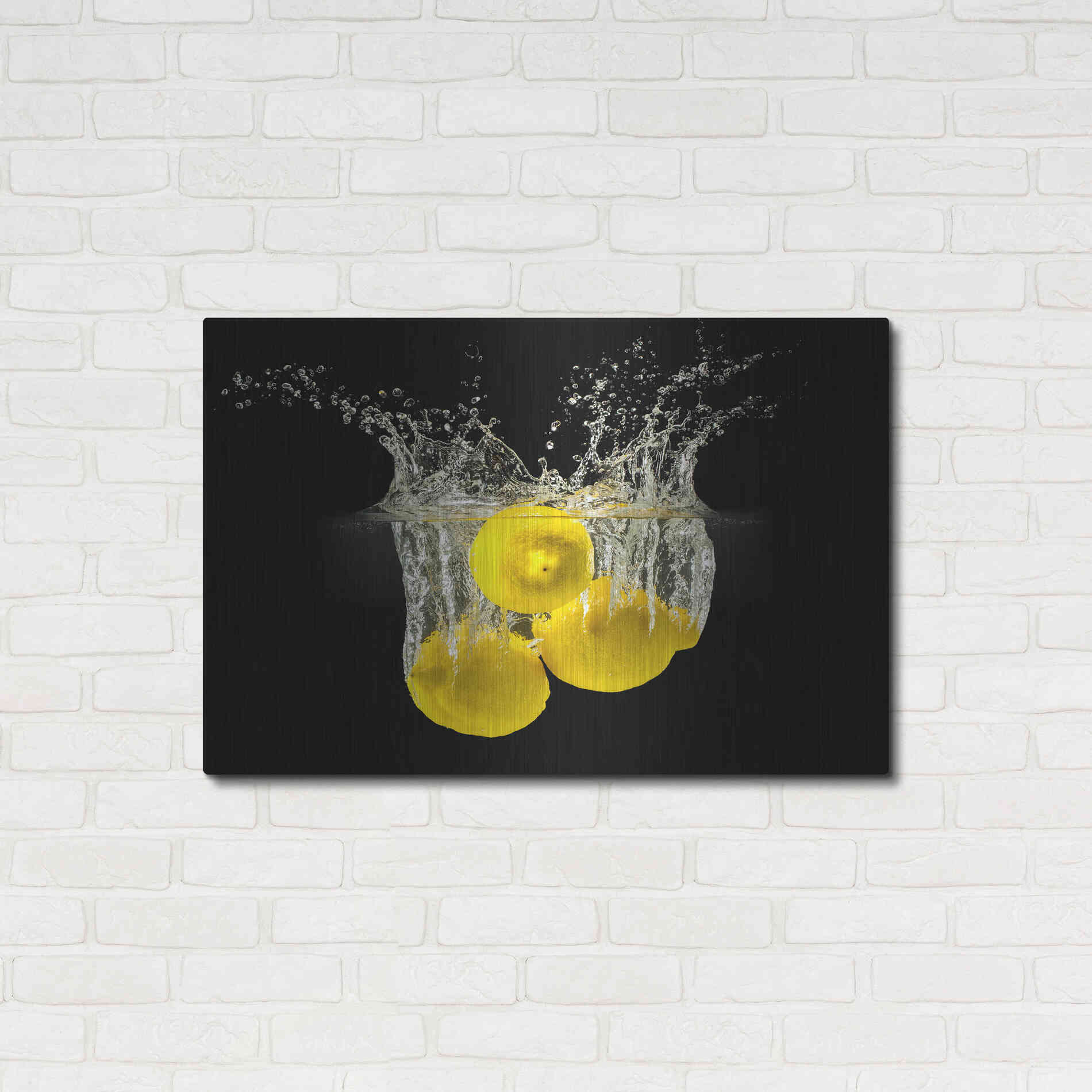 Luxe Metal Art 'Lemon Splash' by Epic Portfolio, Metal Wall Art,36x24