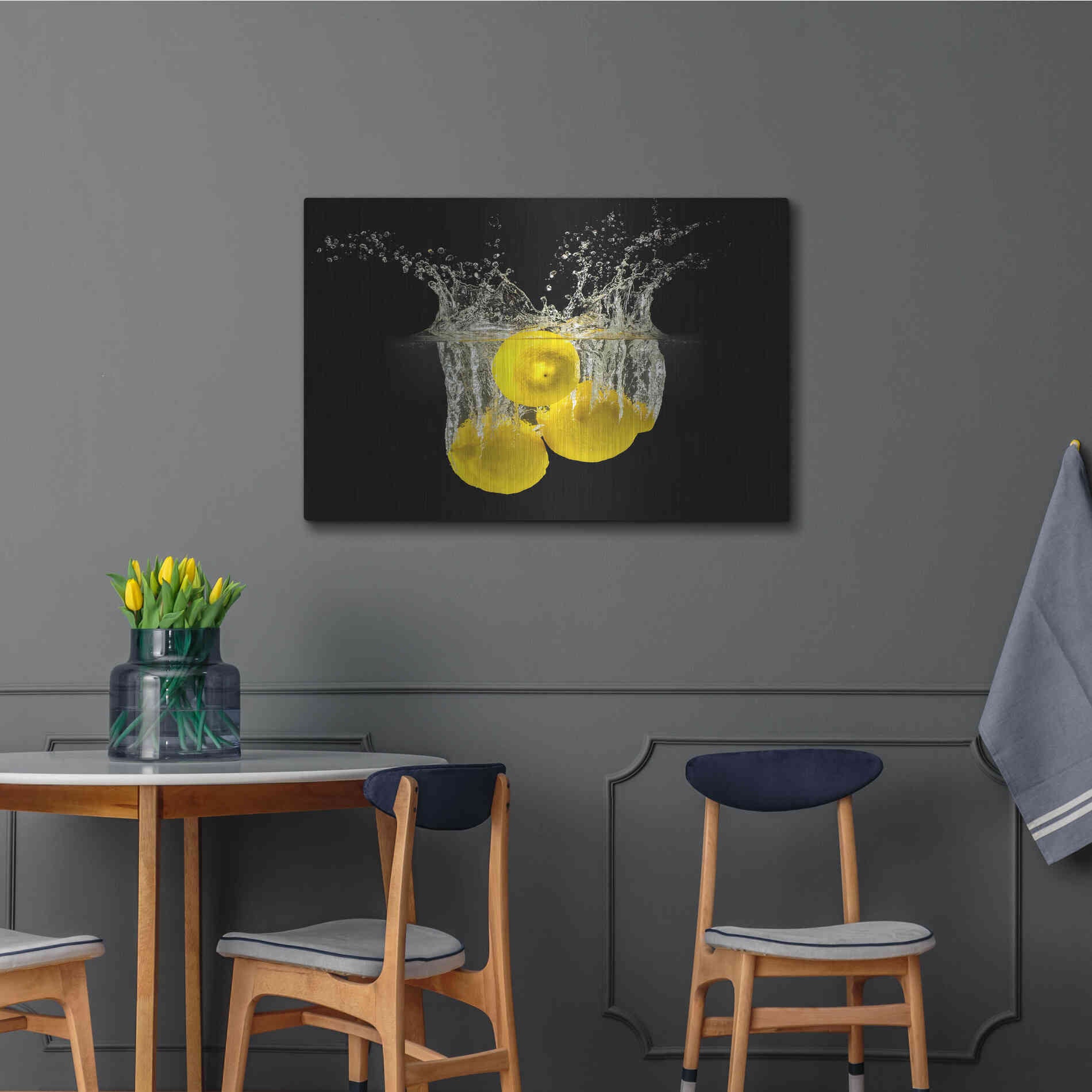 Luxe Metal Art 'Lemon Splash' by Epic Portfolio, Metal Wall Art,36x24