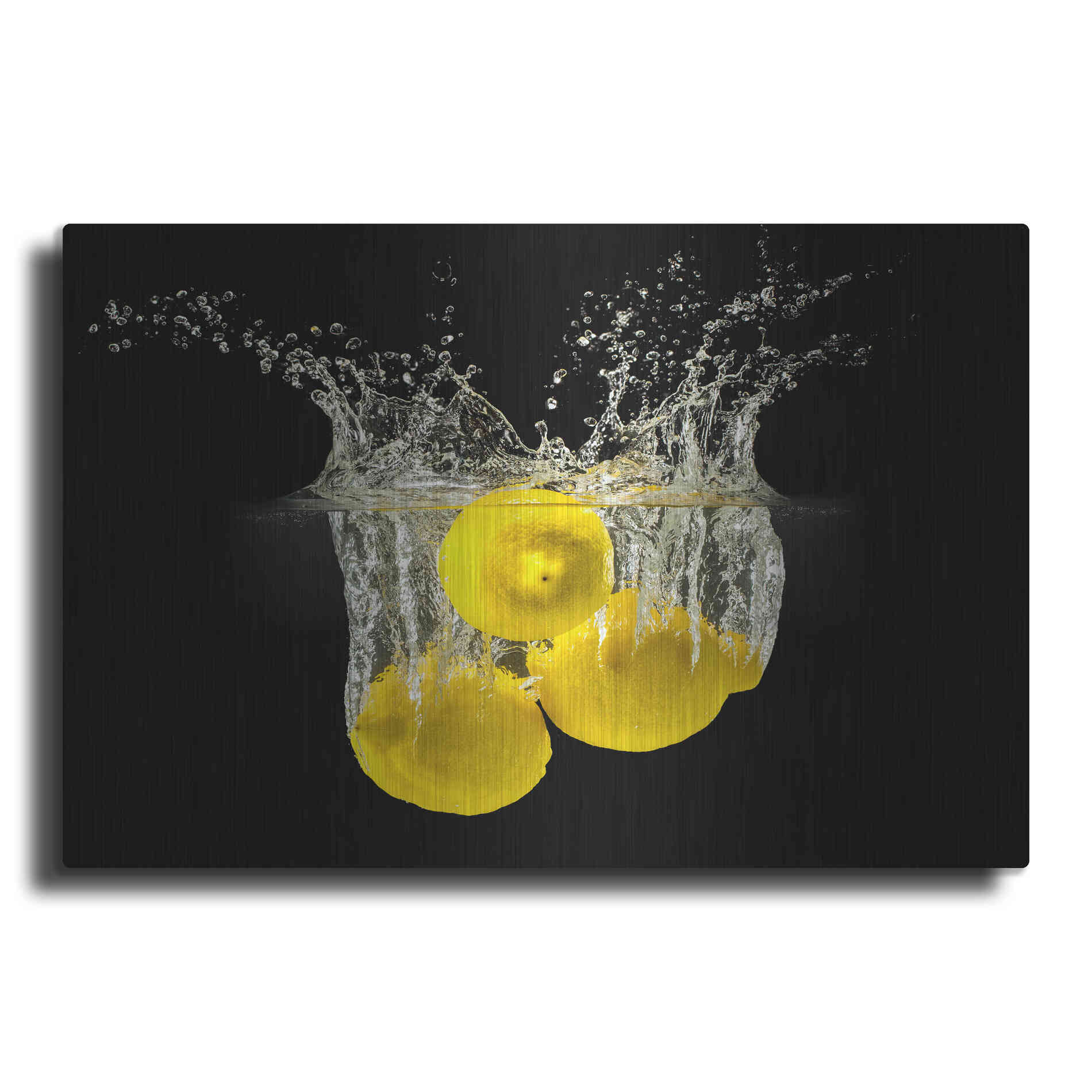 Luxe Metal Art 'Lemon Splash' by Epic Portfolio, Metal Wall Art