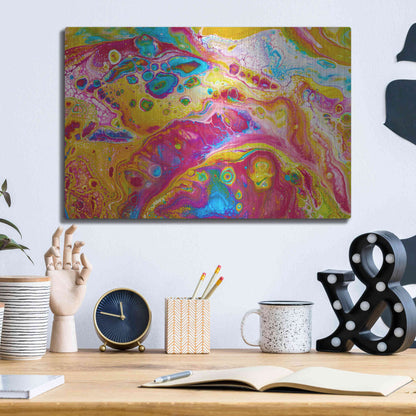 Luxe Metal Art 'Liquid Pour Yellow' by Epic Portfolio, Metal Wall Art,16x12