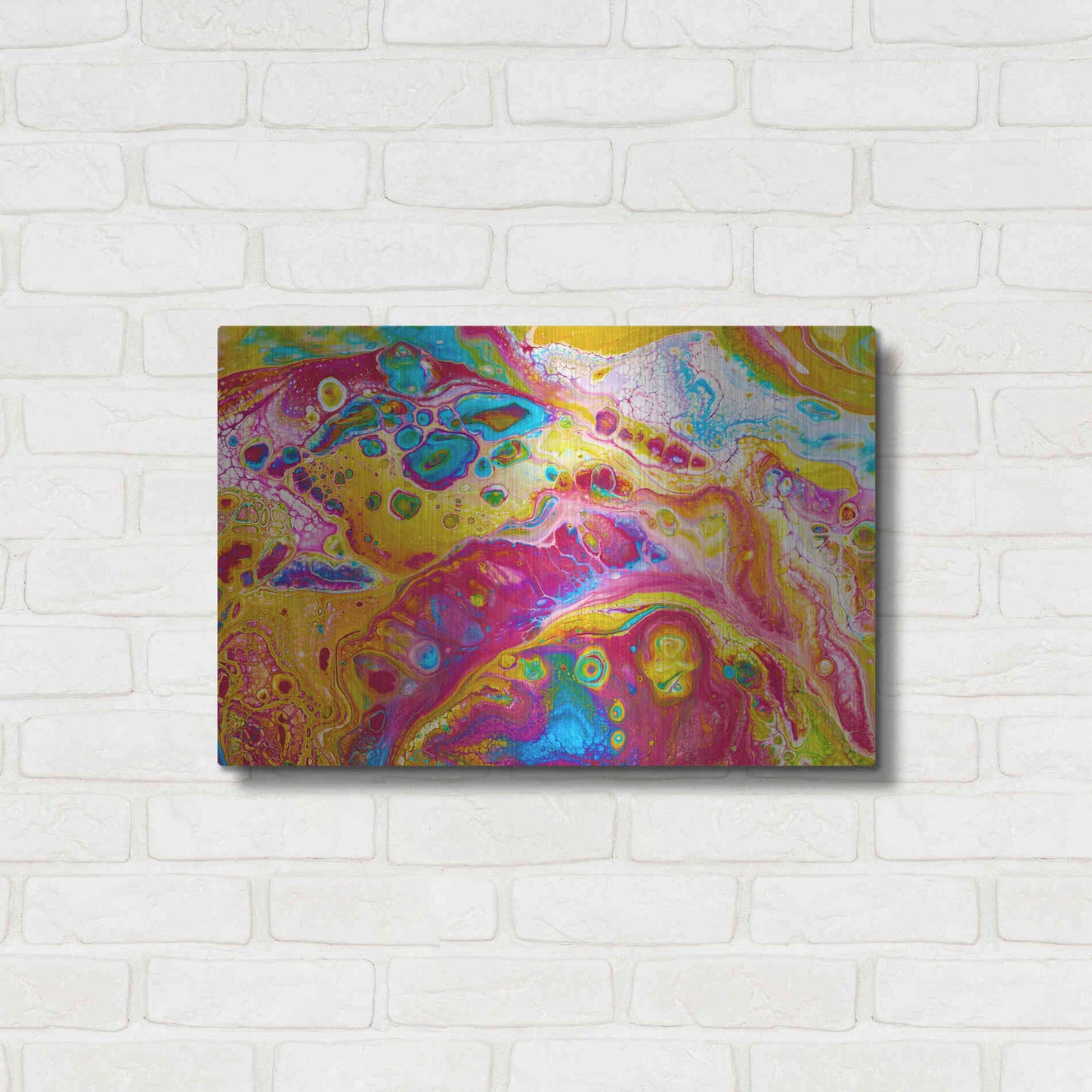 Luxe Metal Art 'Liquid Pour Yellow' by Epic Portfolio, Metal Wall Art,24x16
