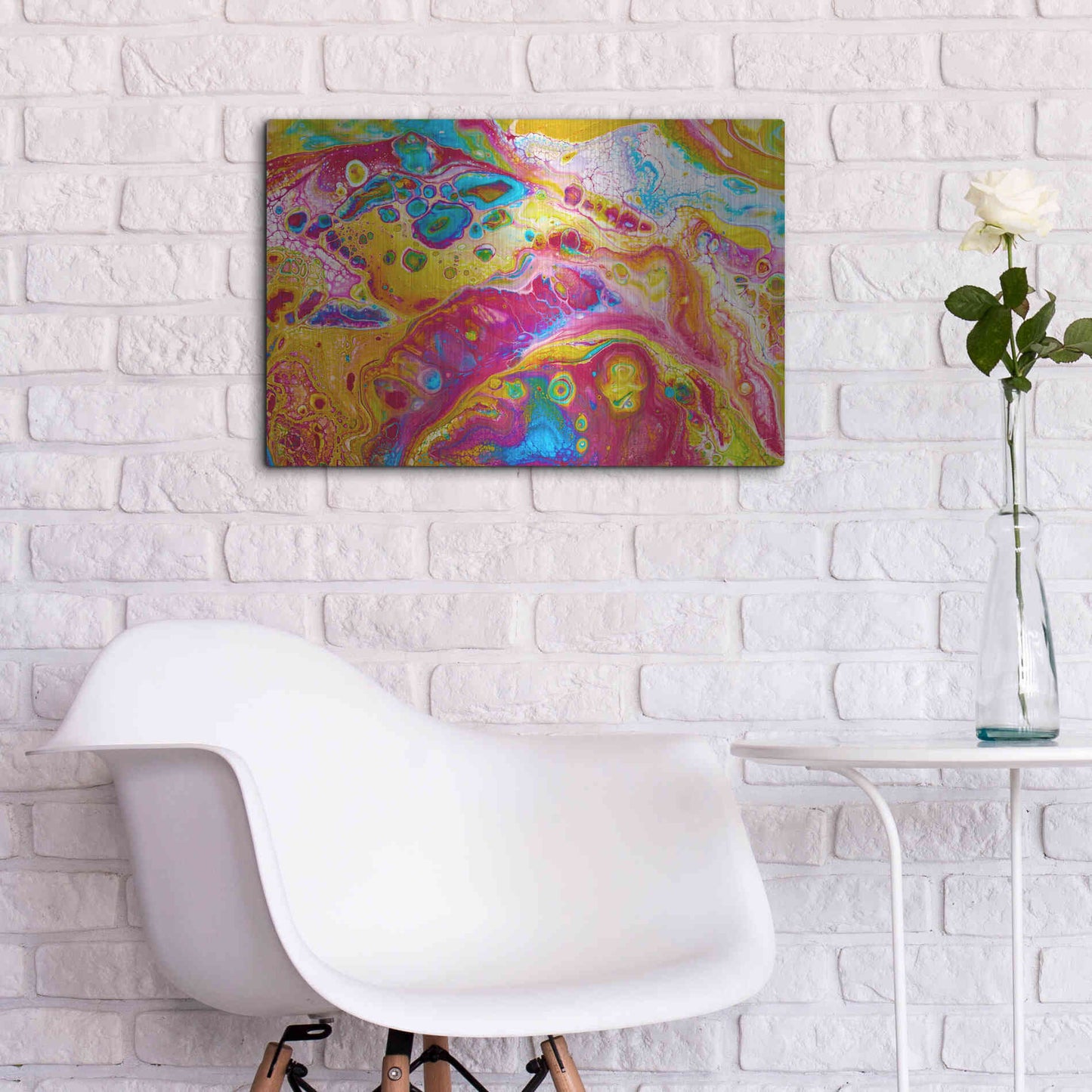 Luxe Metal Art 'Liquid Pour Yellow' by Epic Portfolio, Metal Wall Art,24x16