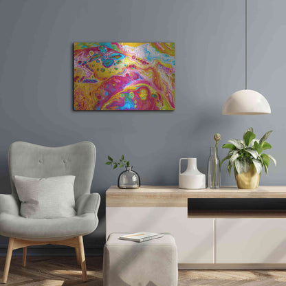 Luxe Metal Art 'Liquid Pour Yellow' by Epic Portfolio, Metal Wall Art,24x16