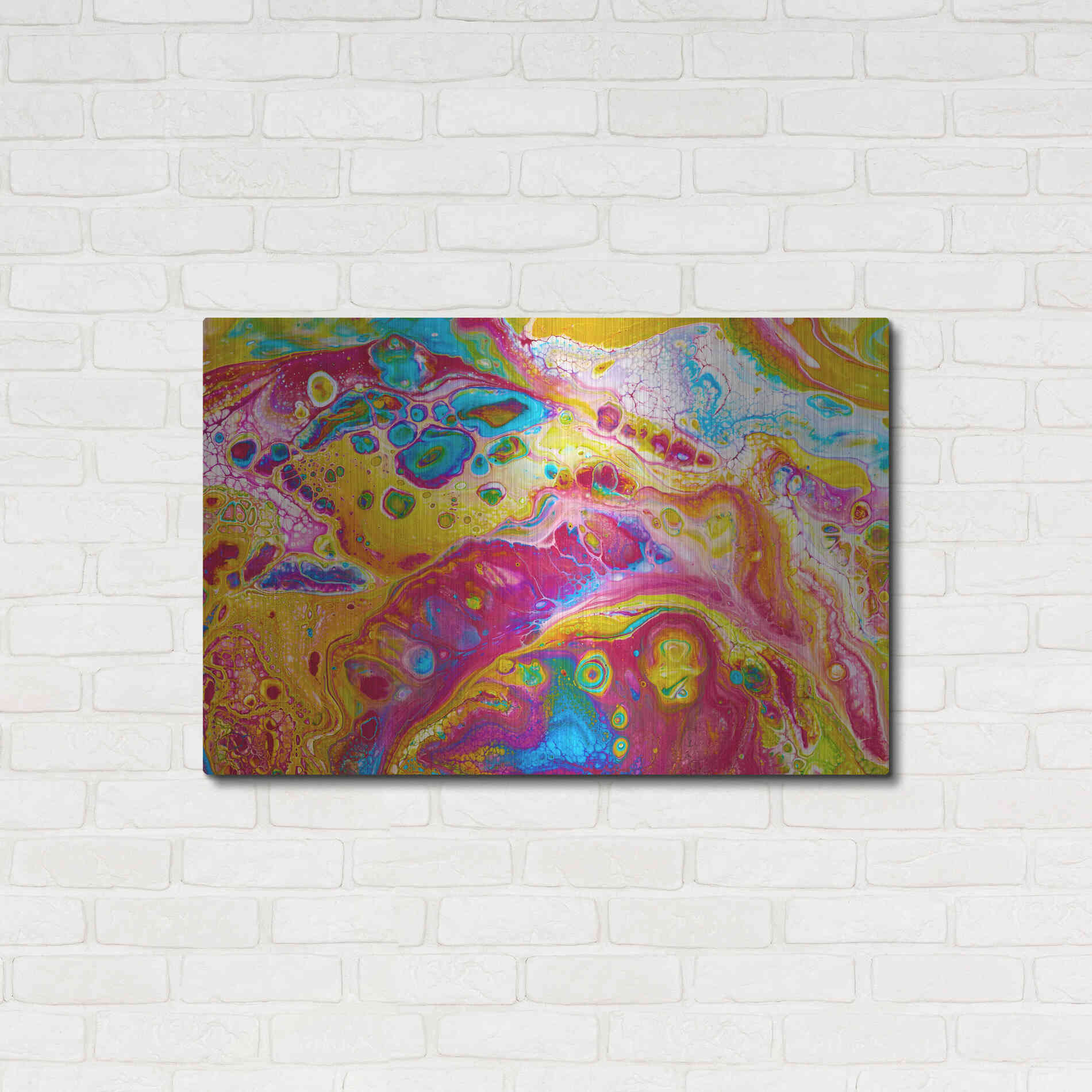 Luxe Metal Art 'Liquid Pour Yellow' by Epic Portfolio, Metal Wall Art,36x24