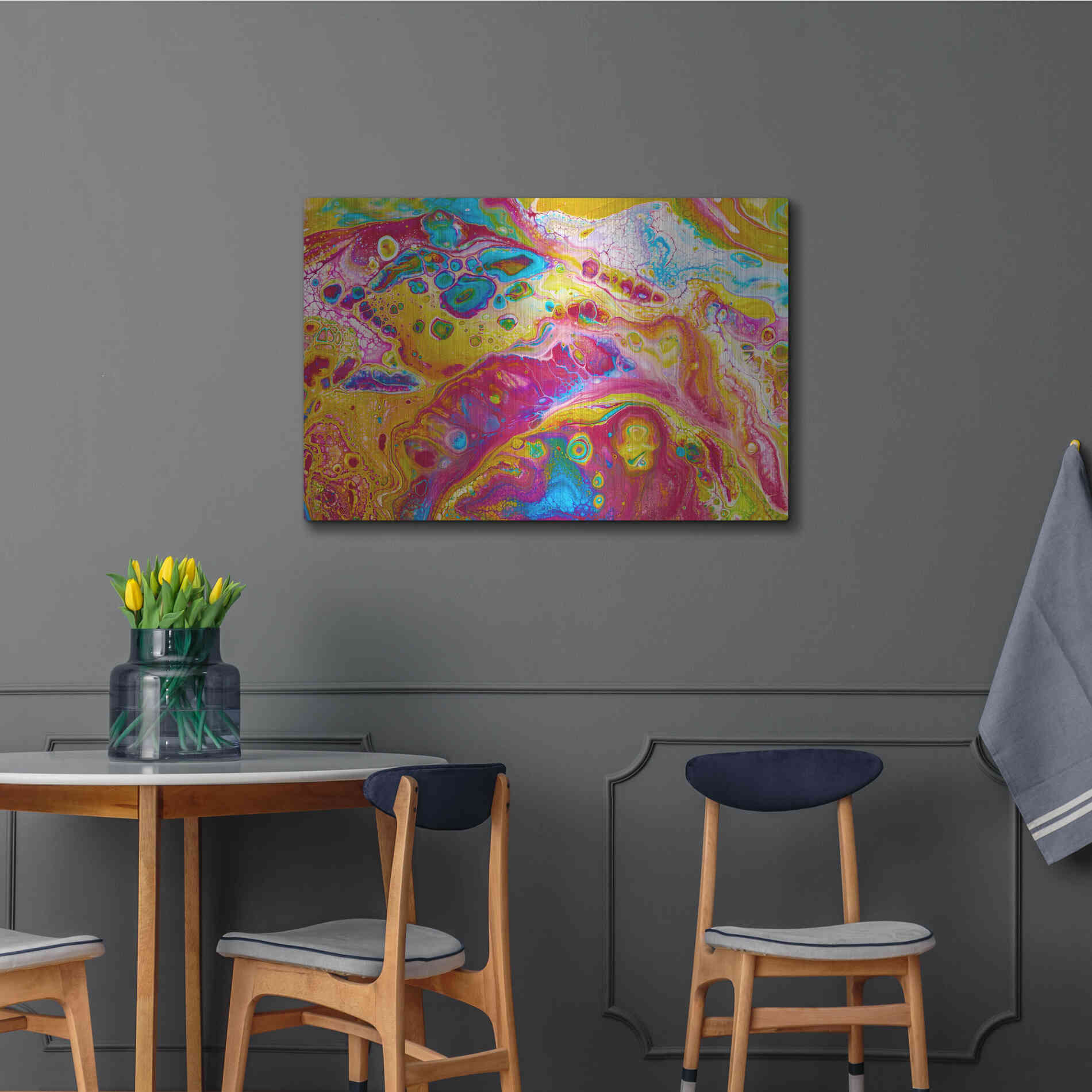 Luxe Metal Art 'Liquid Pour Yellow' by Epic Portfolio, Metal Wall Art,36x24