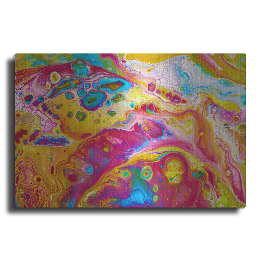 Luxe Metal Art 'Liquid Pour Yellow' by Epic Portfolio, Metal Wall Art
