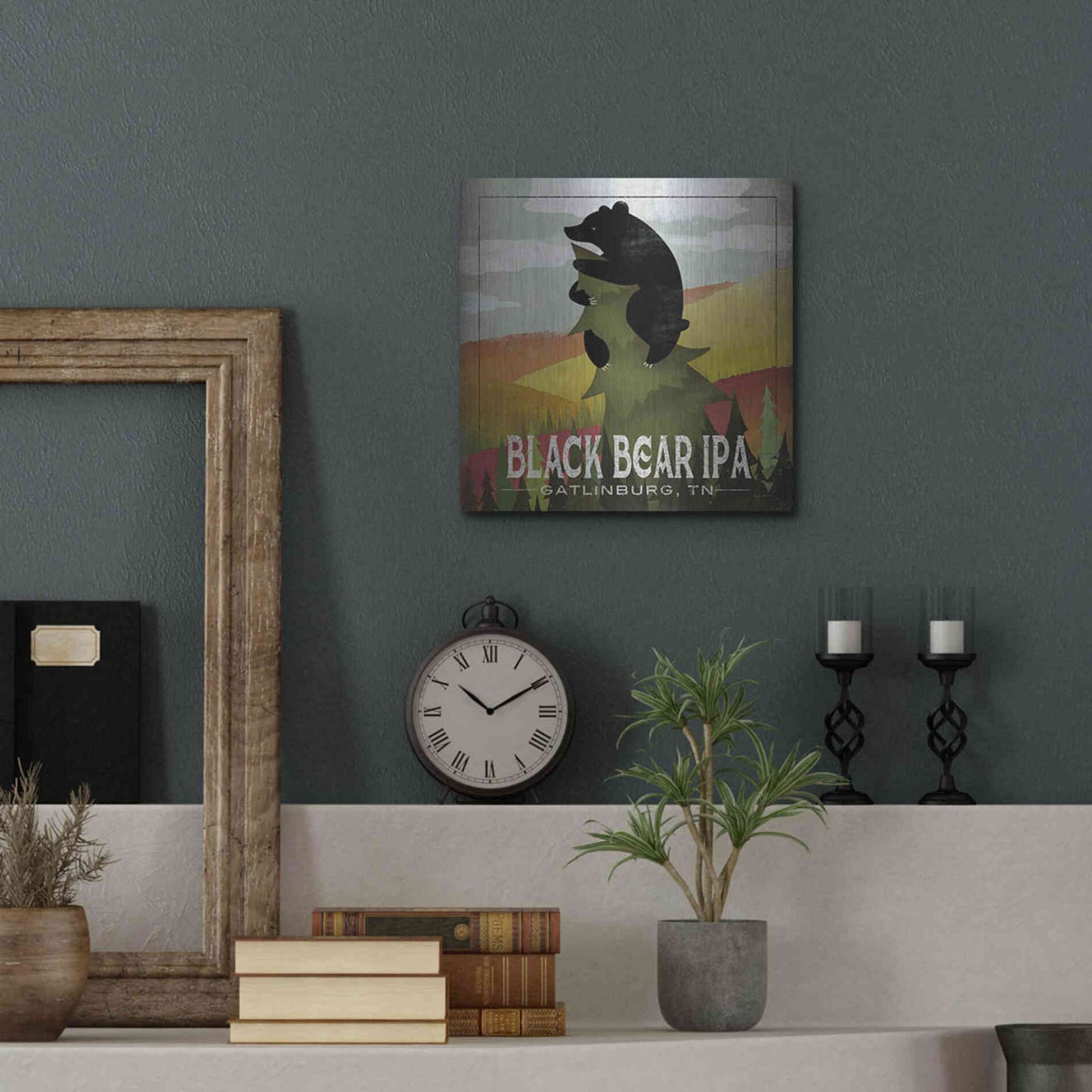 Luxe Metal Art 'Leaf Peeper Black Bear IPA' by Ryan Fowler, Metal Wall Art,12x12