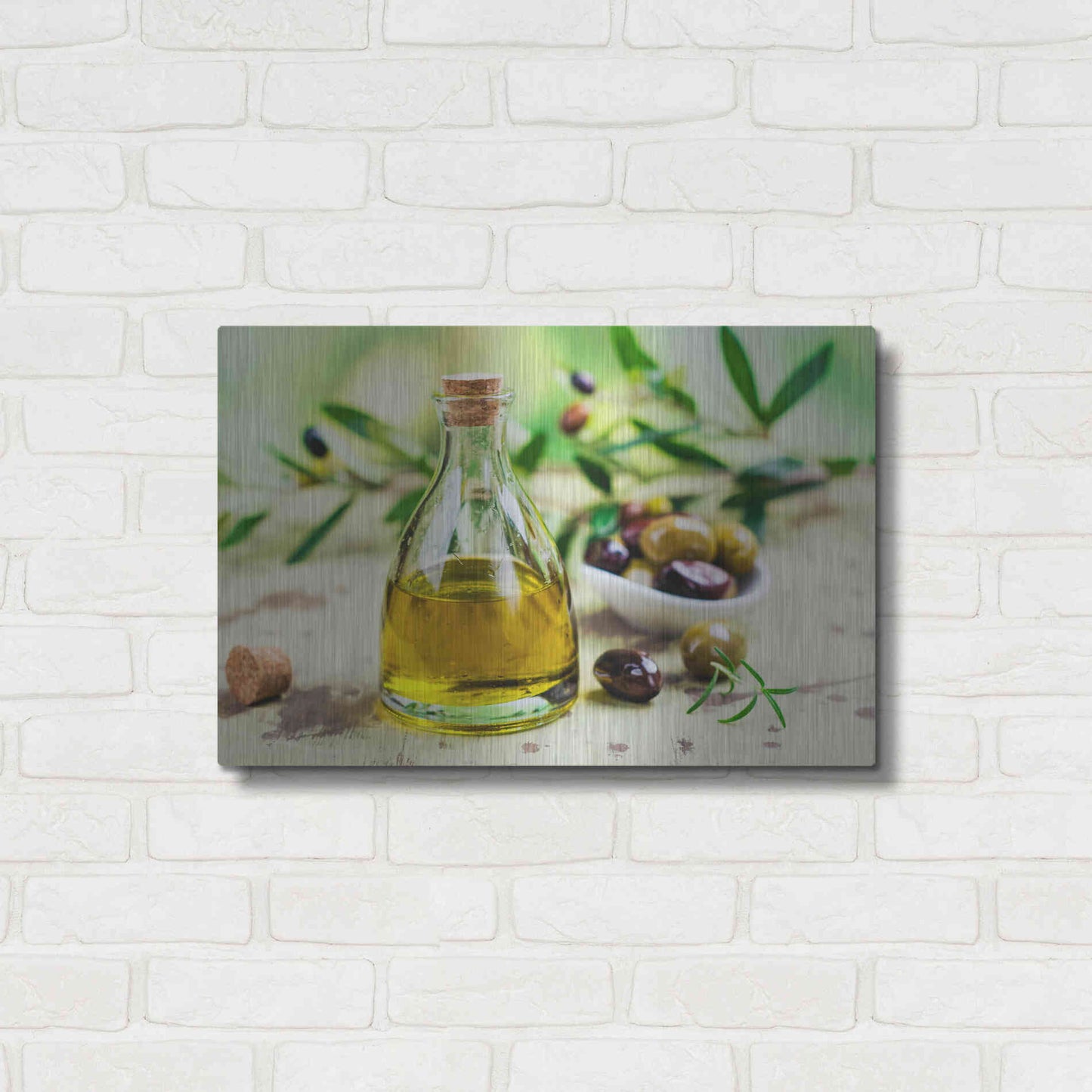 Luxe Metal Art 'Mama's Kitchen - Olive Oil' by Epic Portfolio, Metal Wall Art,24x16