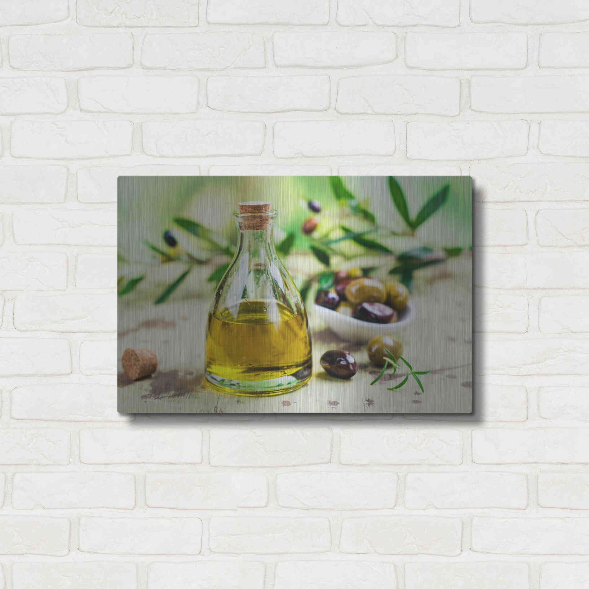 Luxe Metal Art 'Mama's Kitchen - Olive Oil' by Epic Portfolio, Metal Wall Art,24x16
