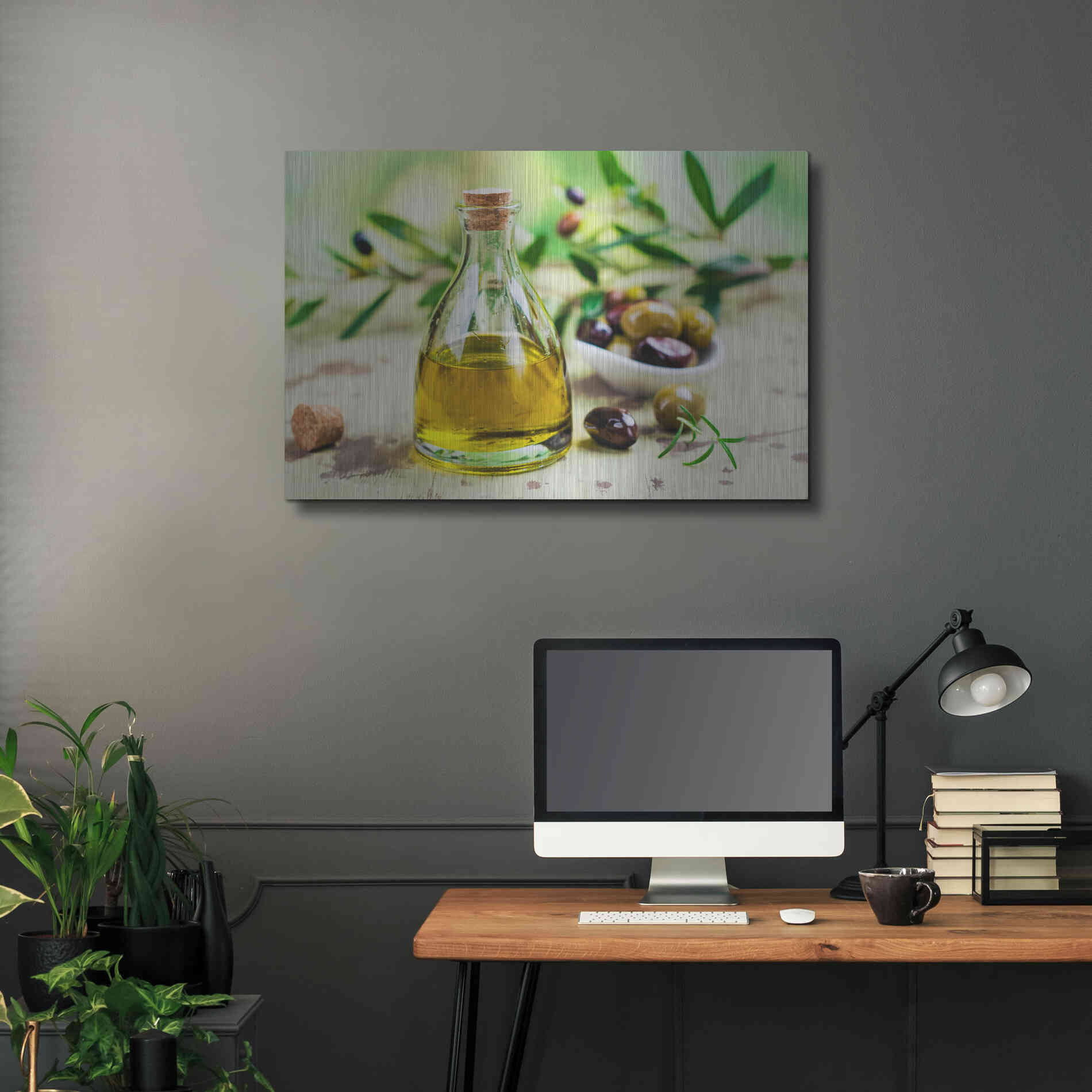 Luxe Metal Art 'Mama's Kitchen - Olive Oil' by Epic Portfolio, Metal Wall Art,36x24