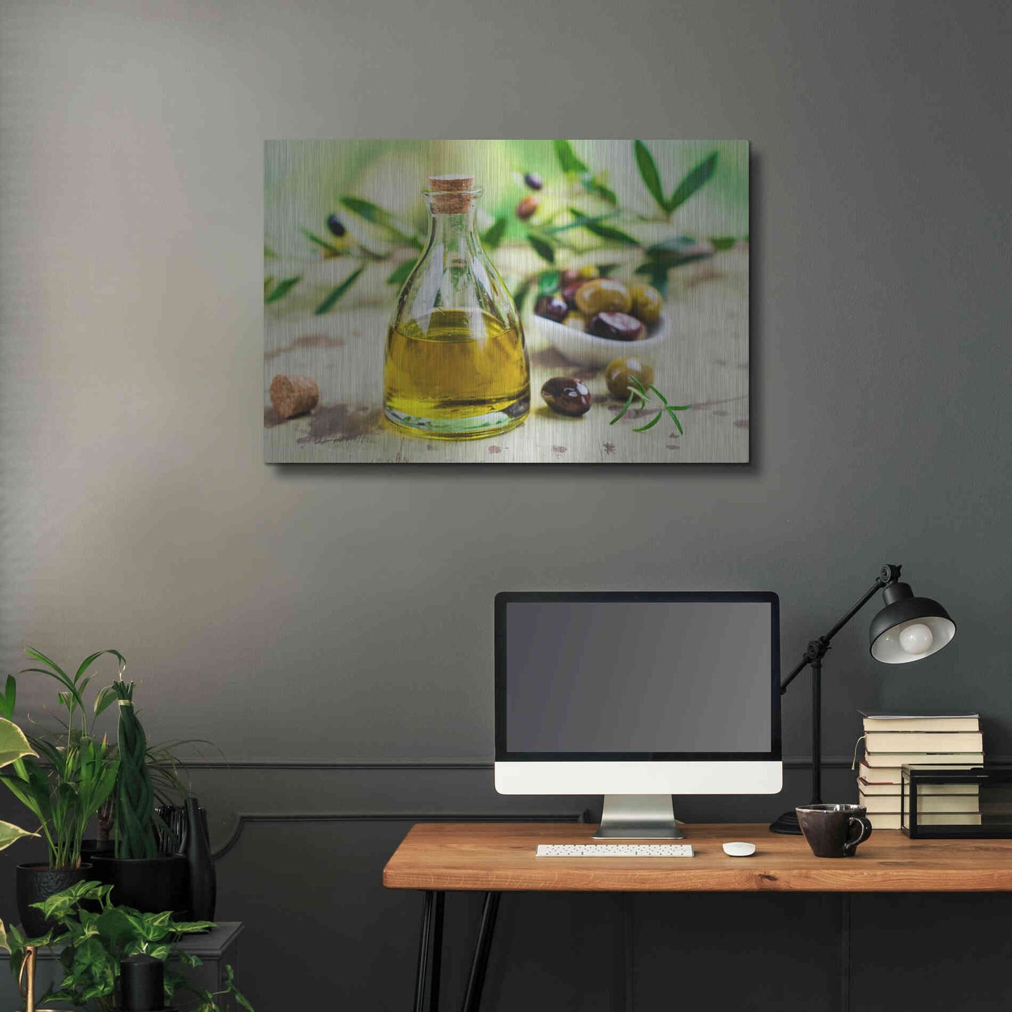 Luxe Metal Art 'Mama's Kitchen - Olive Oil' by Epic Portfolio, Metal Wall Art,36x24