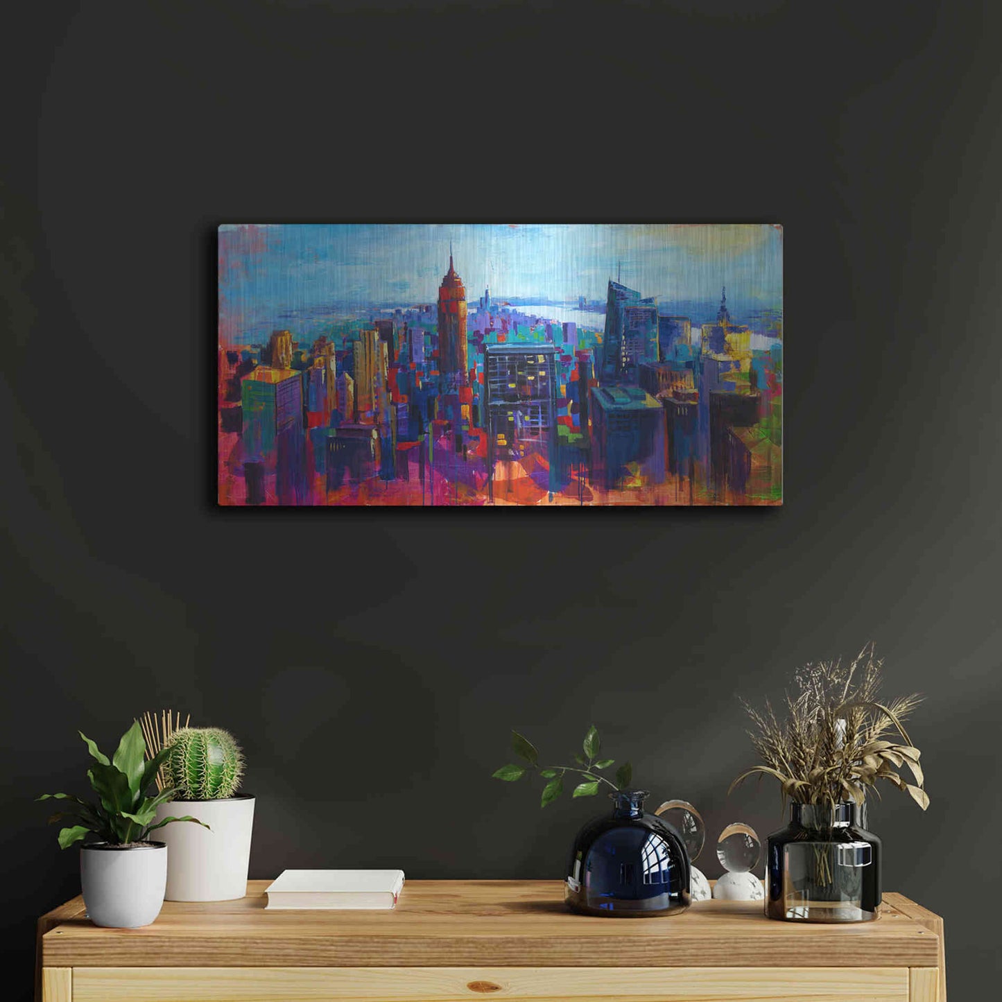 Luxe Metal Art 'New York Color' by Epic Portfolio, Metal Wall Art,24x12