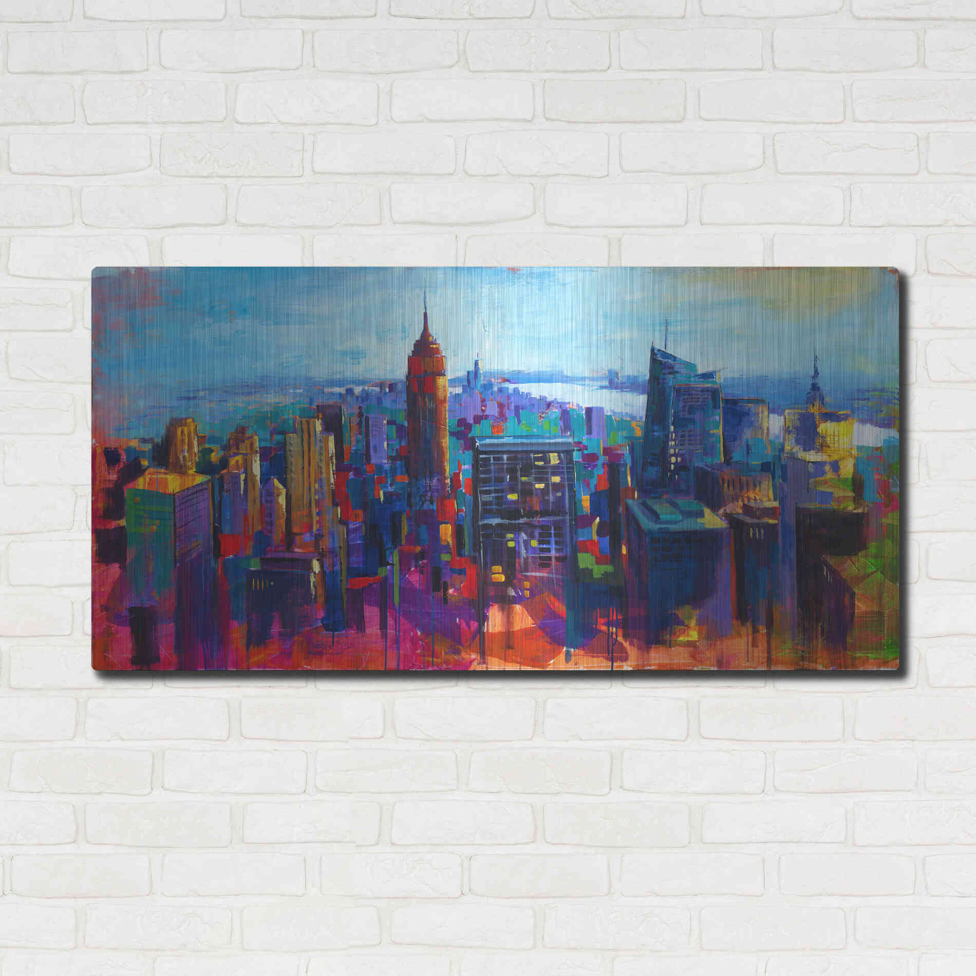 Luxe Metal Art 'New York Color' by Epic Portfolio, Metal Wall Art,48x24